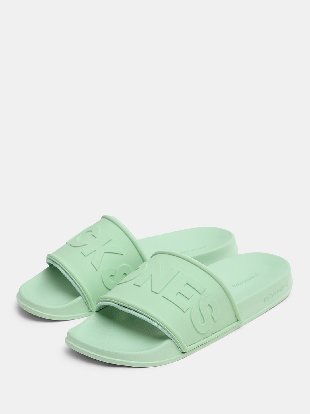 Green Embossed Logo Pool Sliders