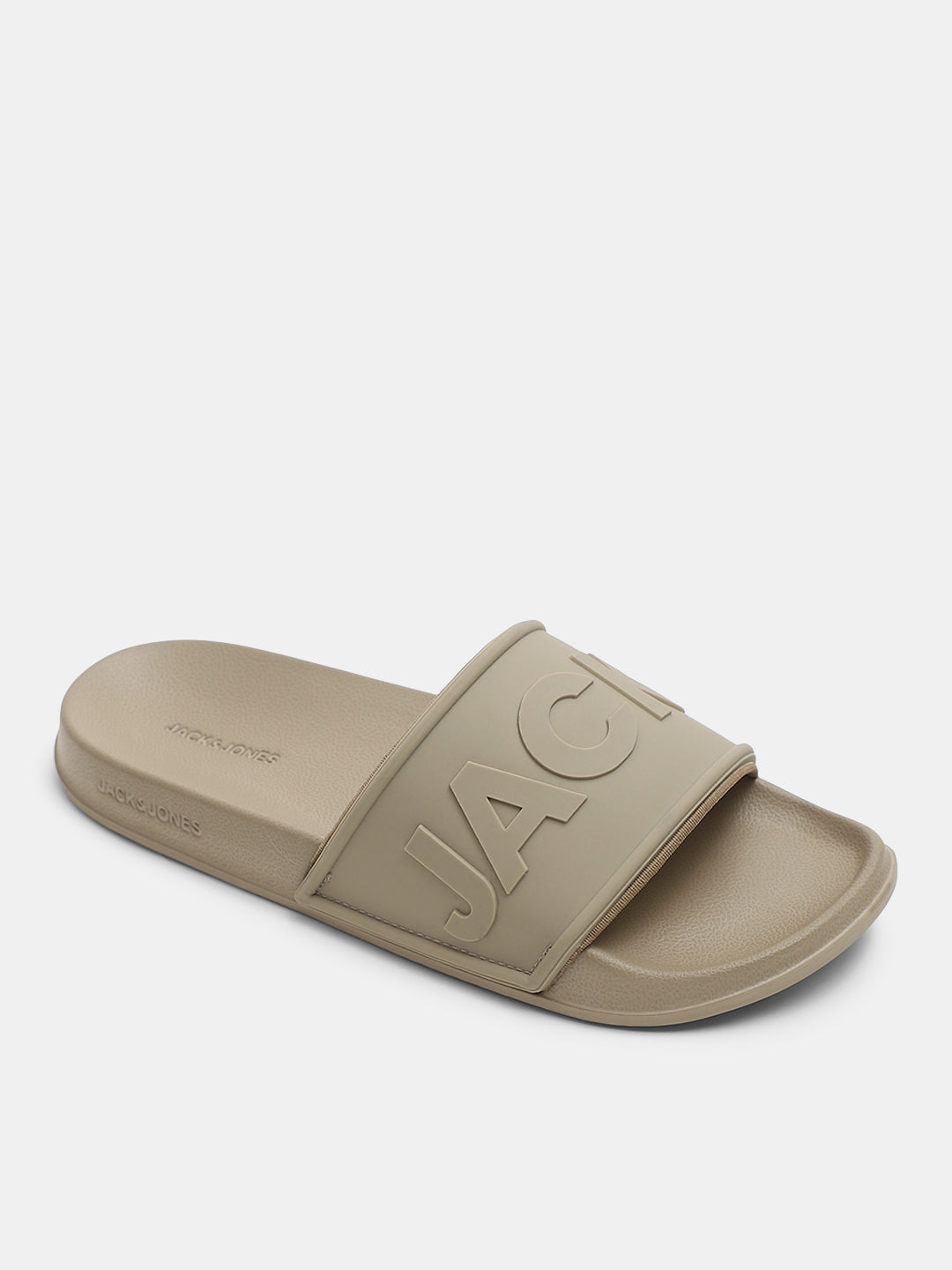 Beige Embossed Logo Pool Sliders