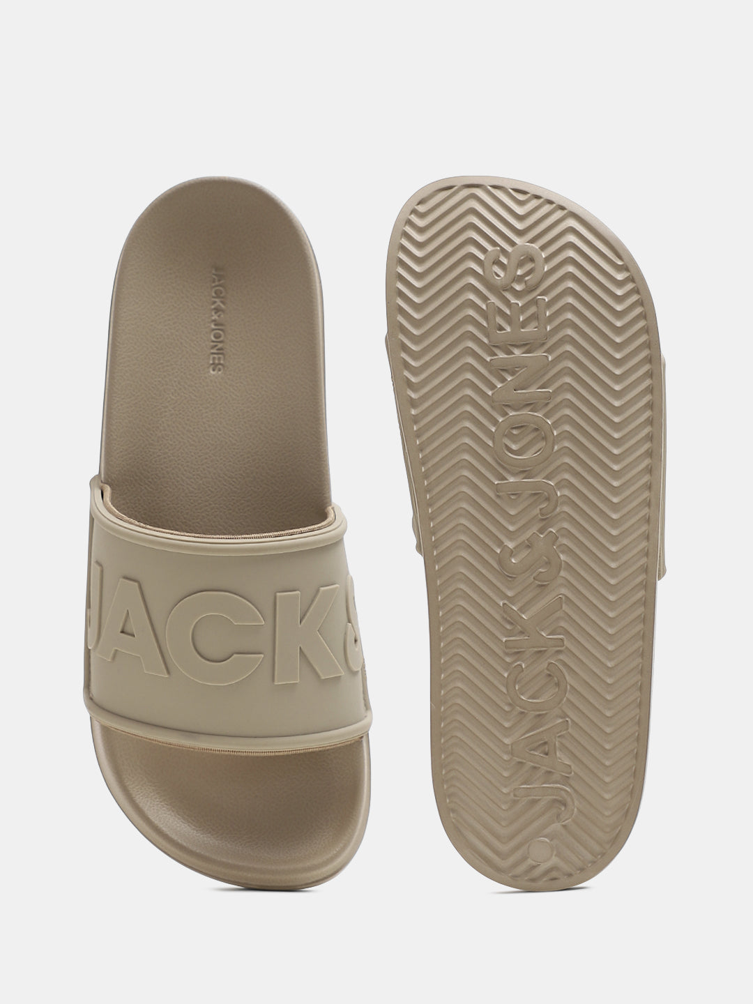 Beige Embossed Logo Pool Sliders