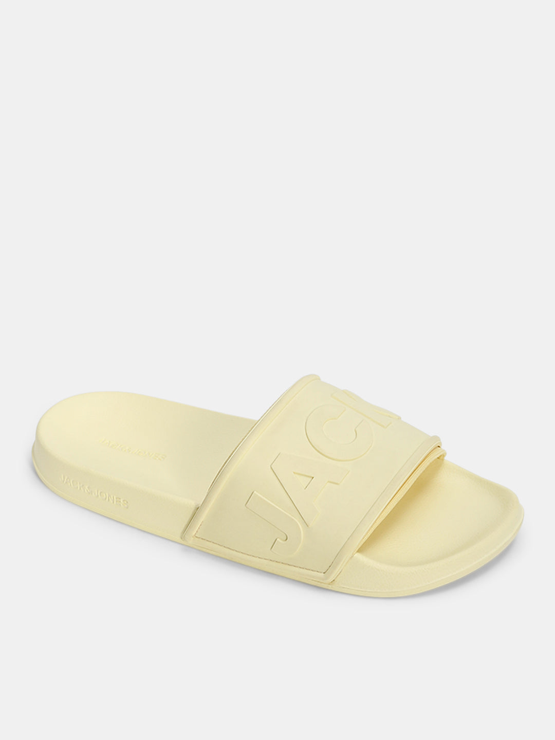 Yellow Logo Embossed Pool Sliders