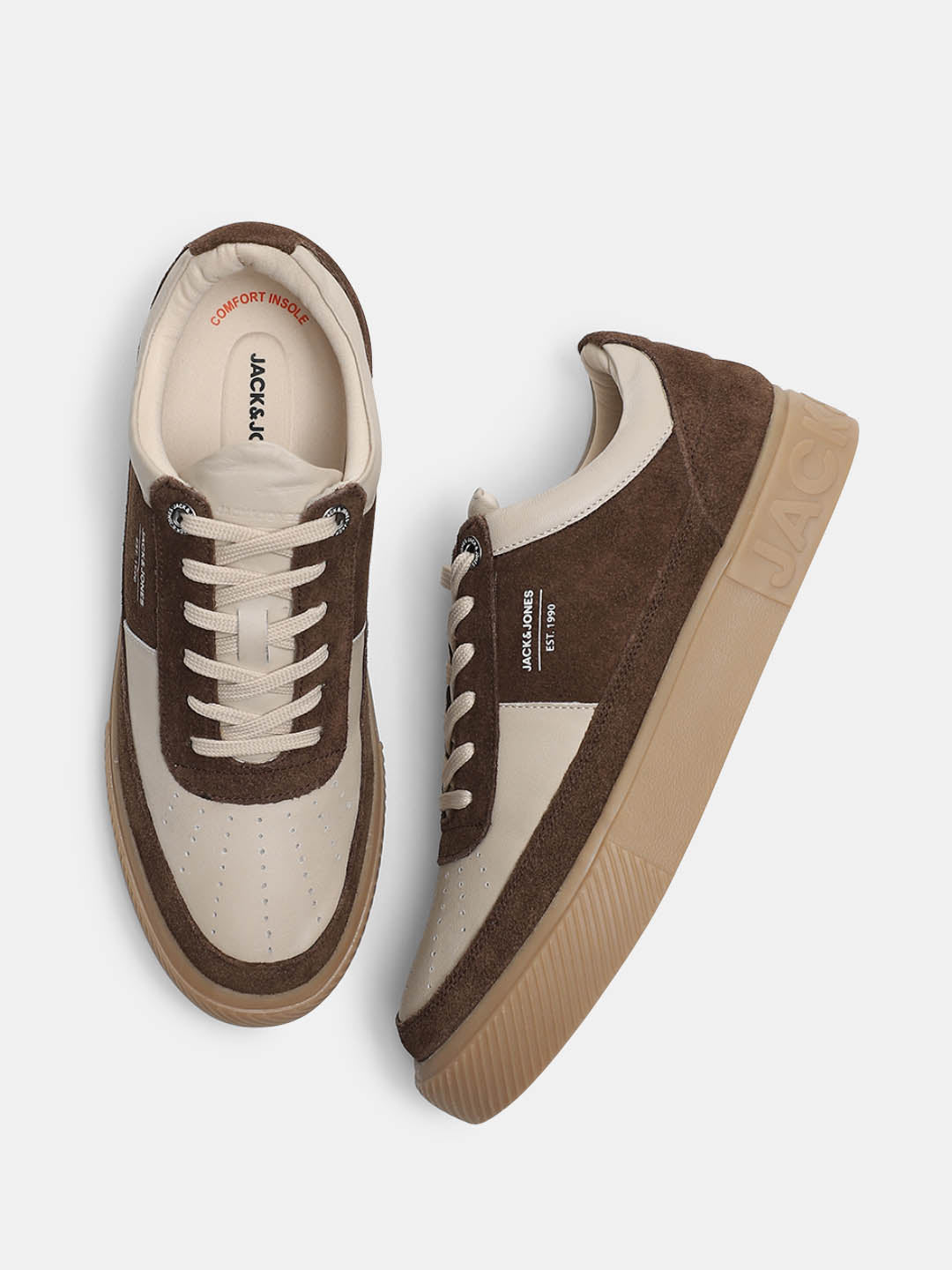 Brown Colourblocked Suede Sneakers