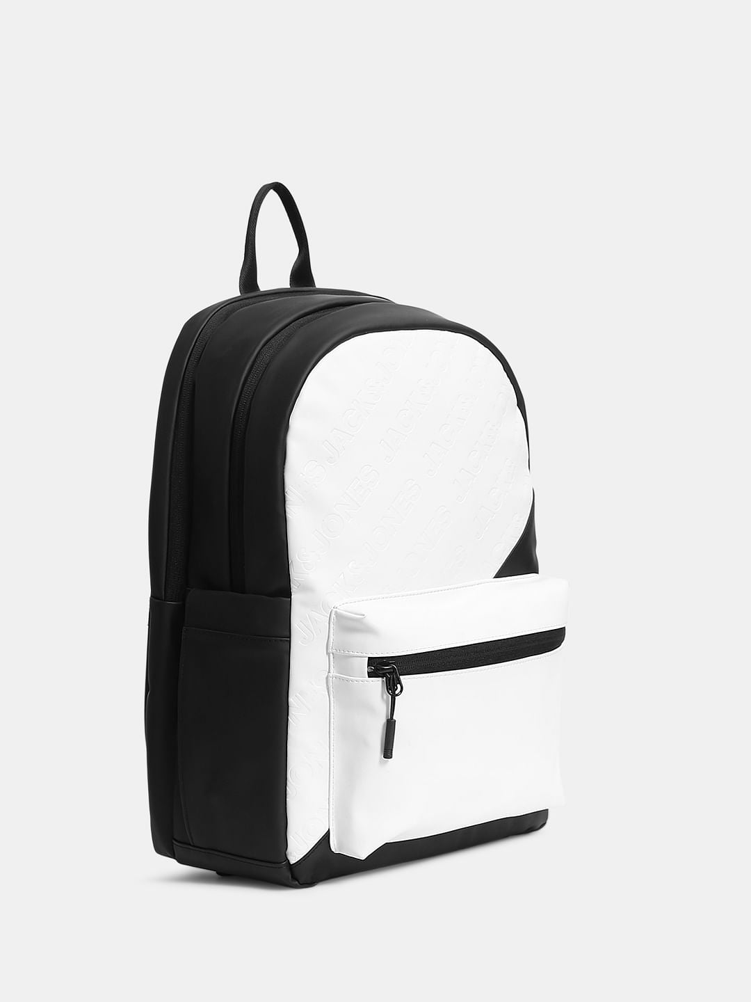 White Logo Print Colourblocked Backpack