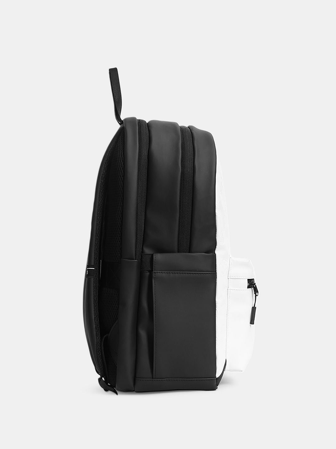 White Logo Print Colourblocked Backpack