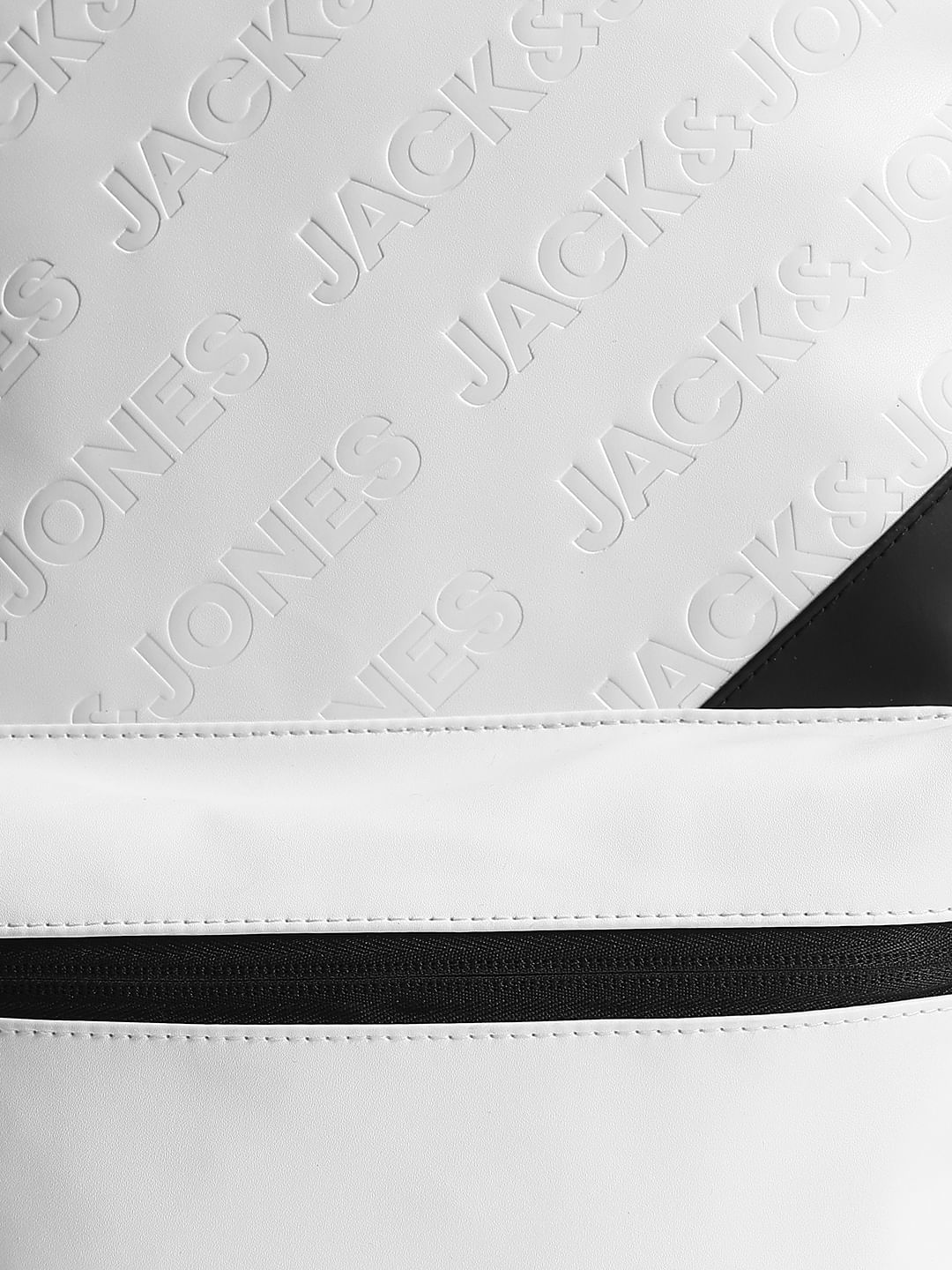 White Logo Print Colourblocked Backpack