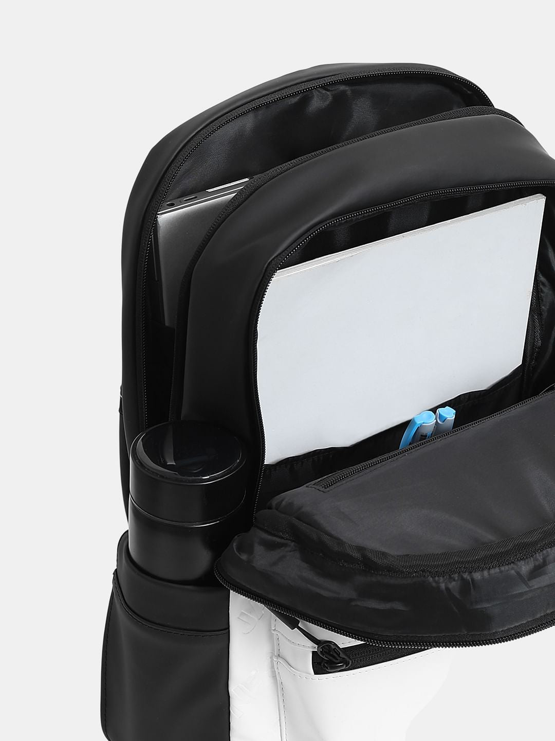 White Logo Print Colourblocked Backpack