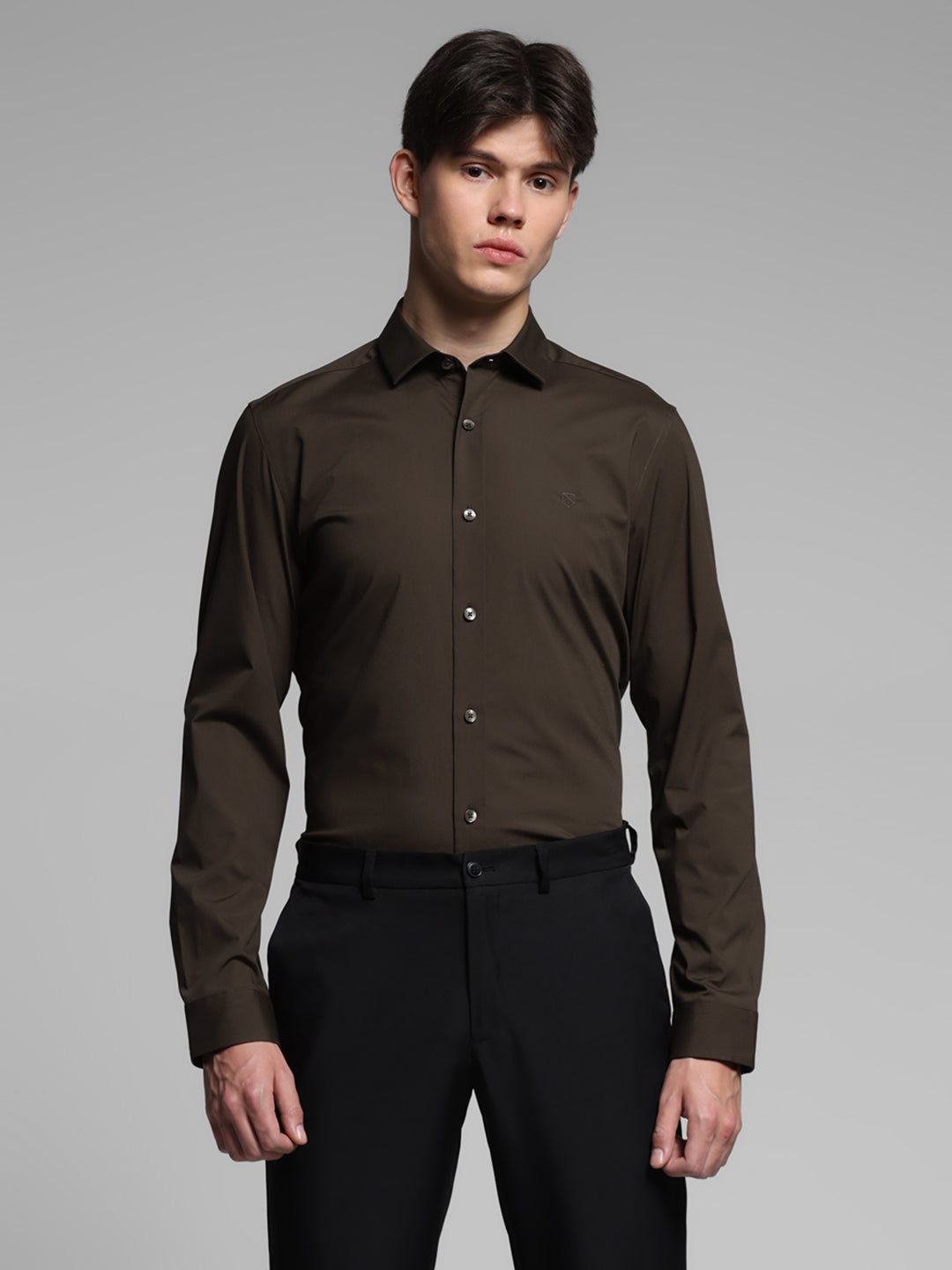 Dark Brown Slim Fit Formal Shirt