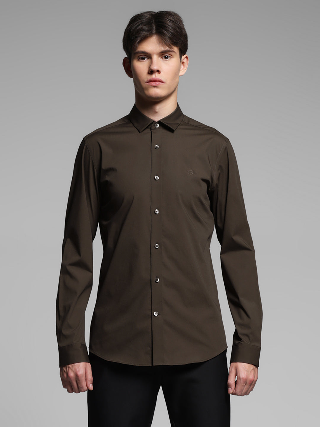 Dark Brown Slim Fit Formal Shirt