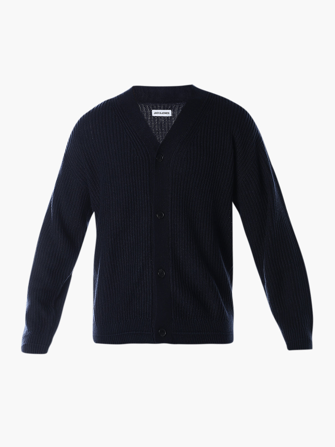 V-Neck Buttoned Cardigan - Dark Blue