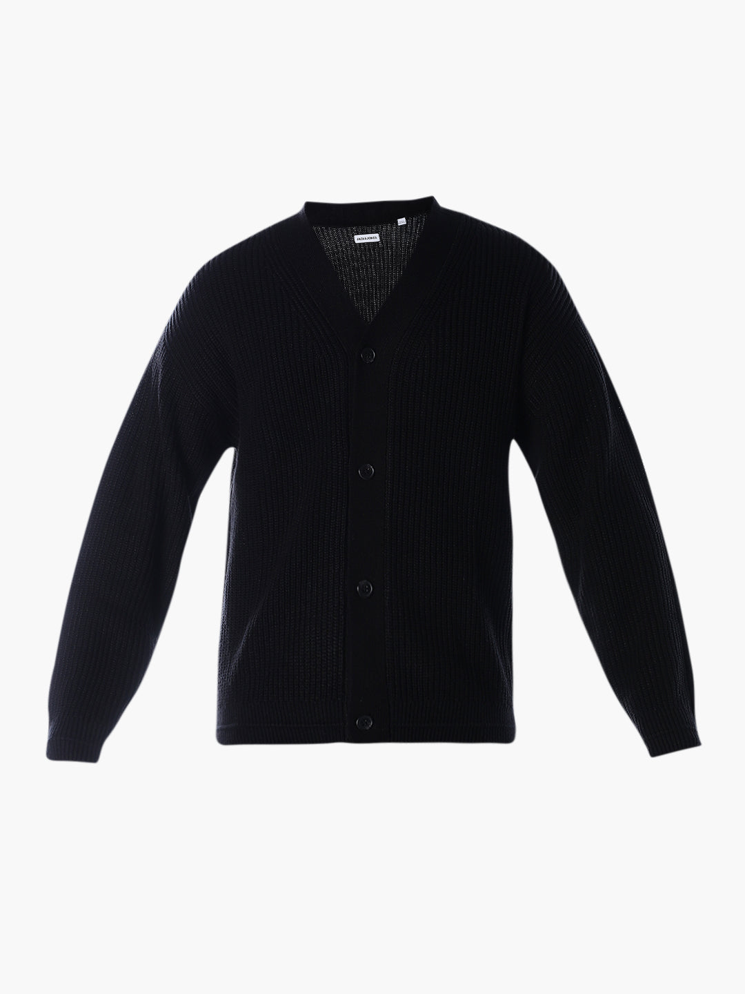 V-Neck Buttoned Cardigan - Black