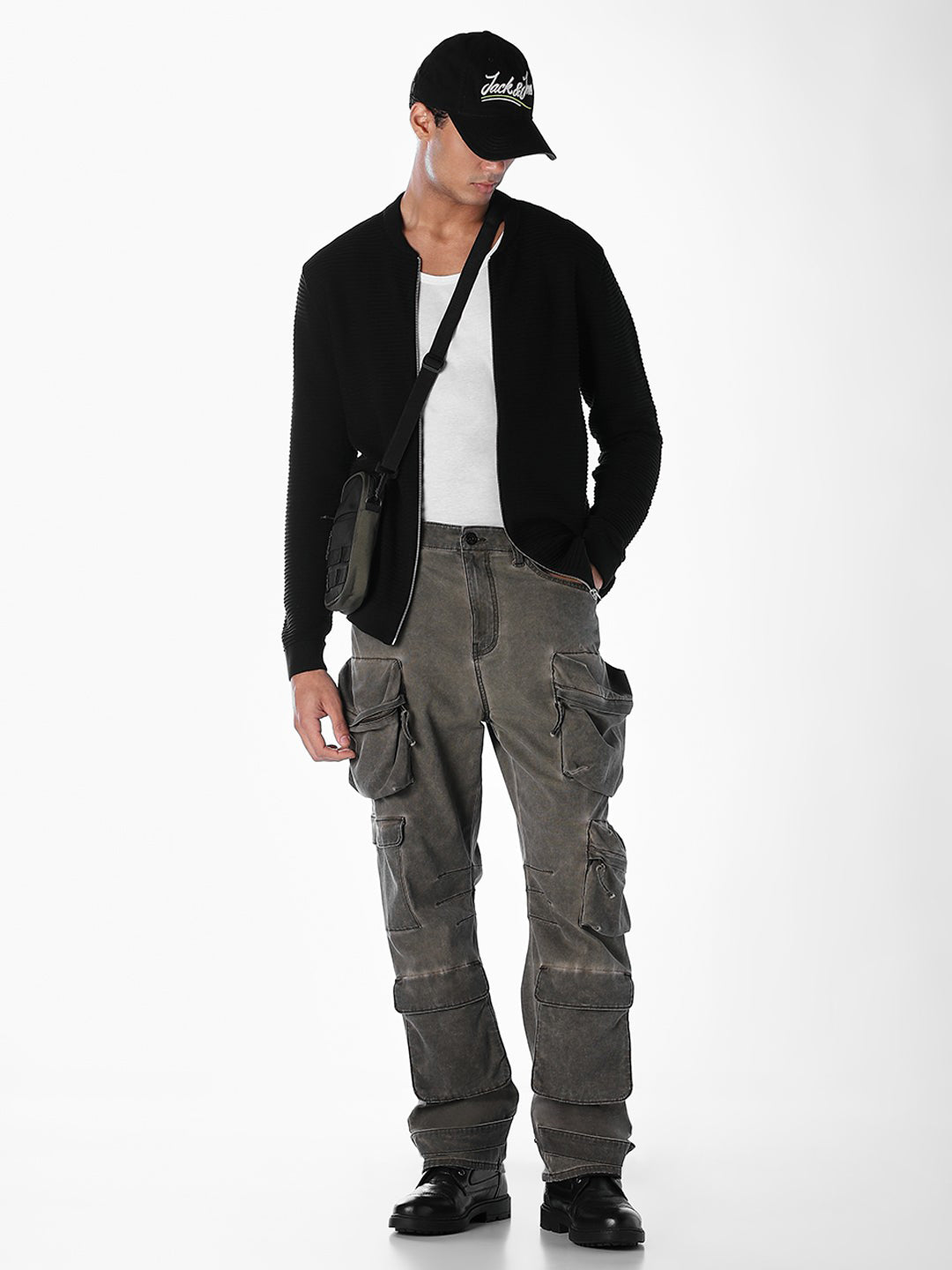 Black Zip-Up Cardigan