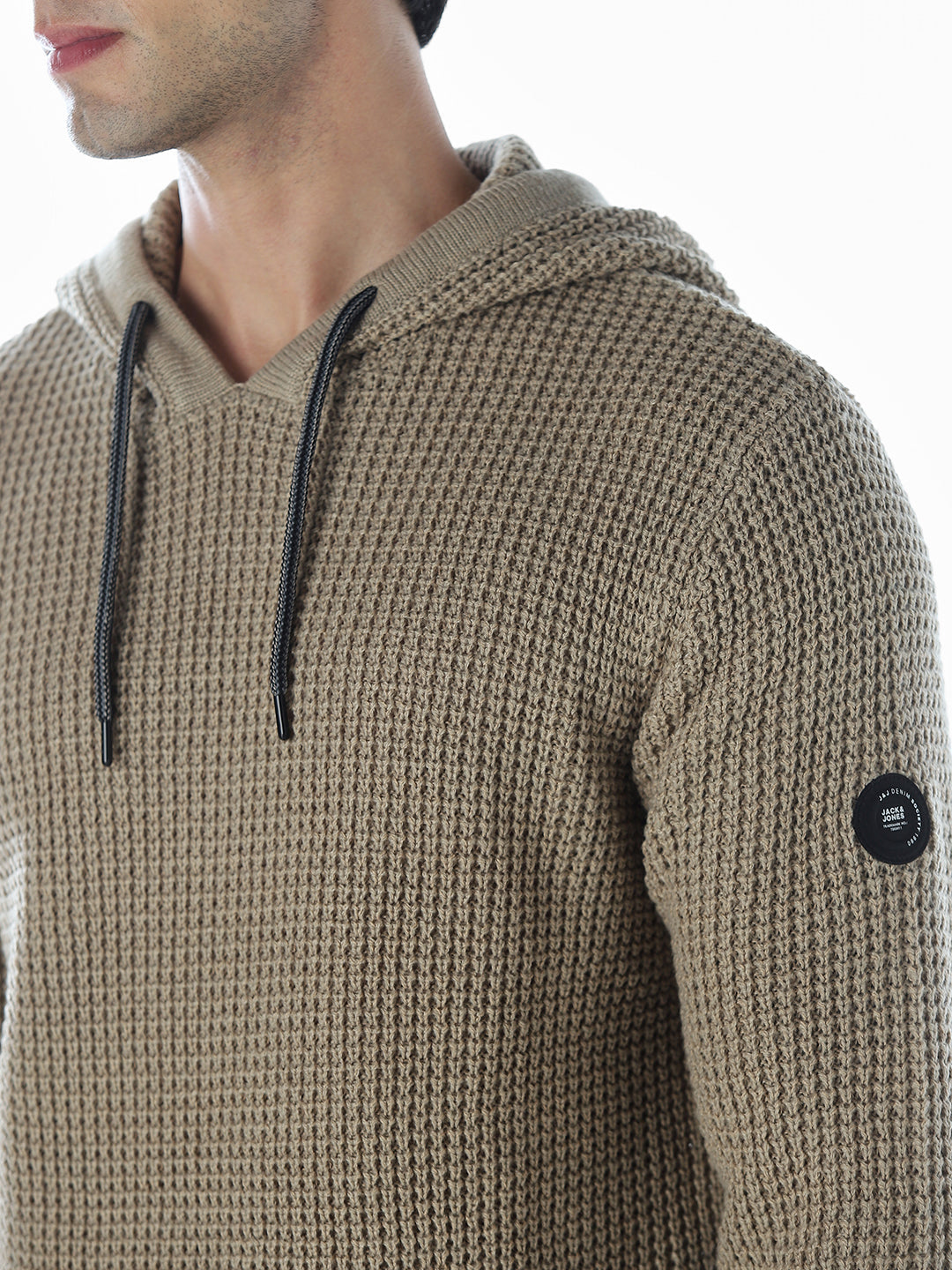 Beige Knitted Hoodie