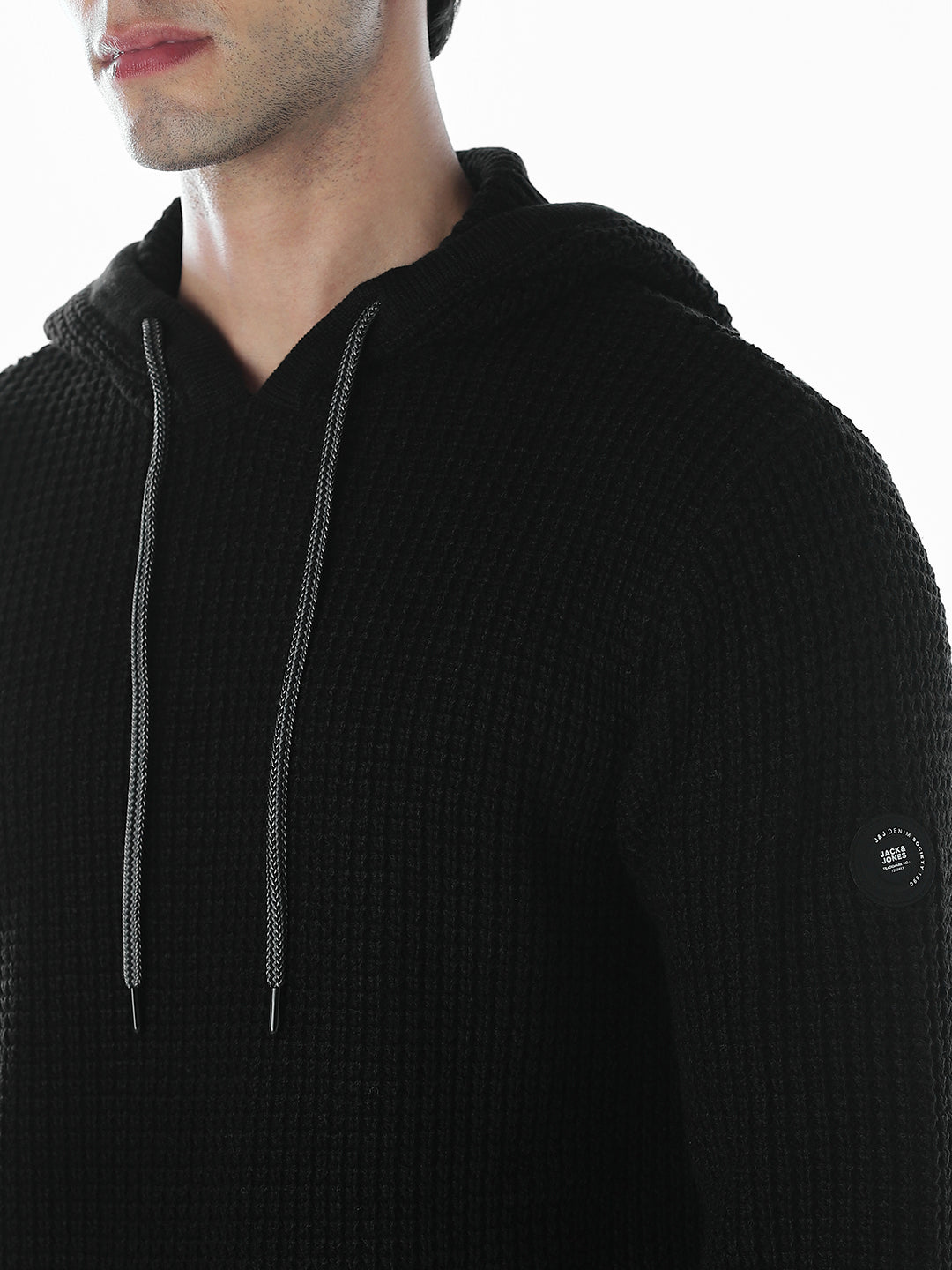 Black Knitted Hoodie