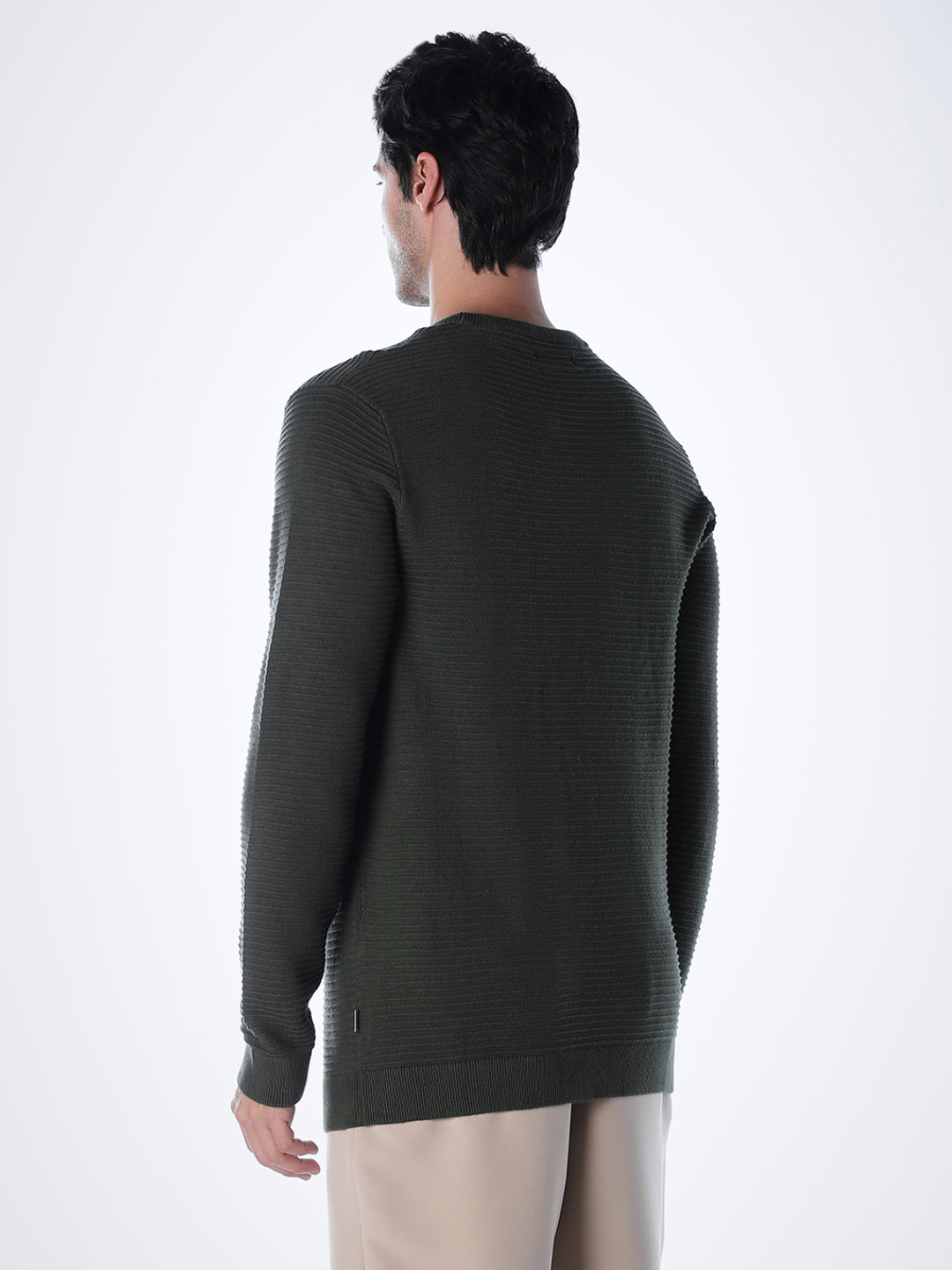 Crew Neck Cotton Knit - Green