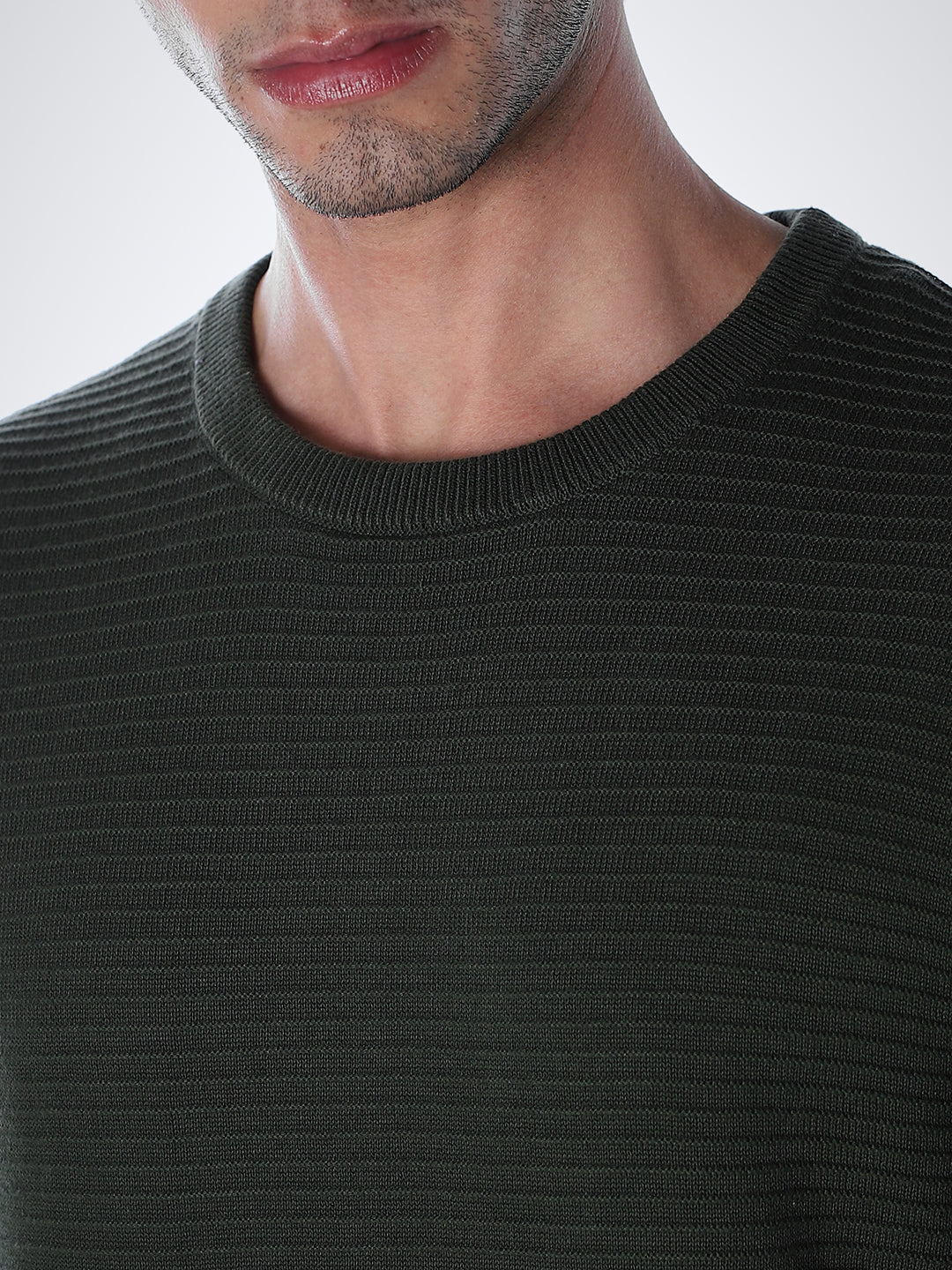 Crew Neck Cotton Knit - Green