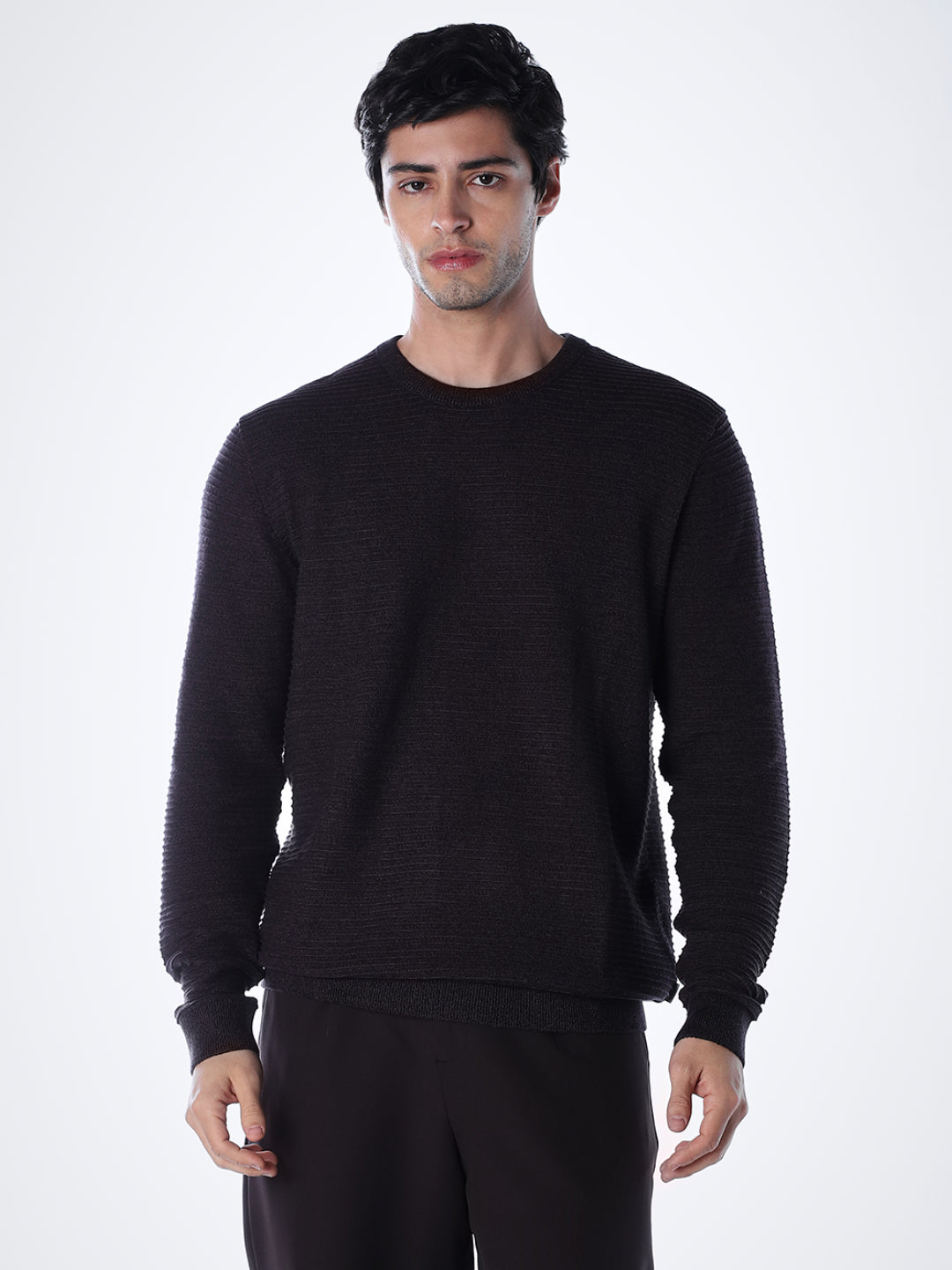 Crew Neck Cotton Knit - Purple