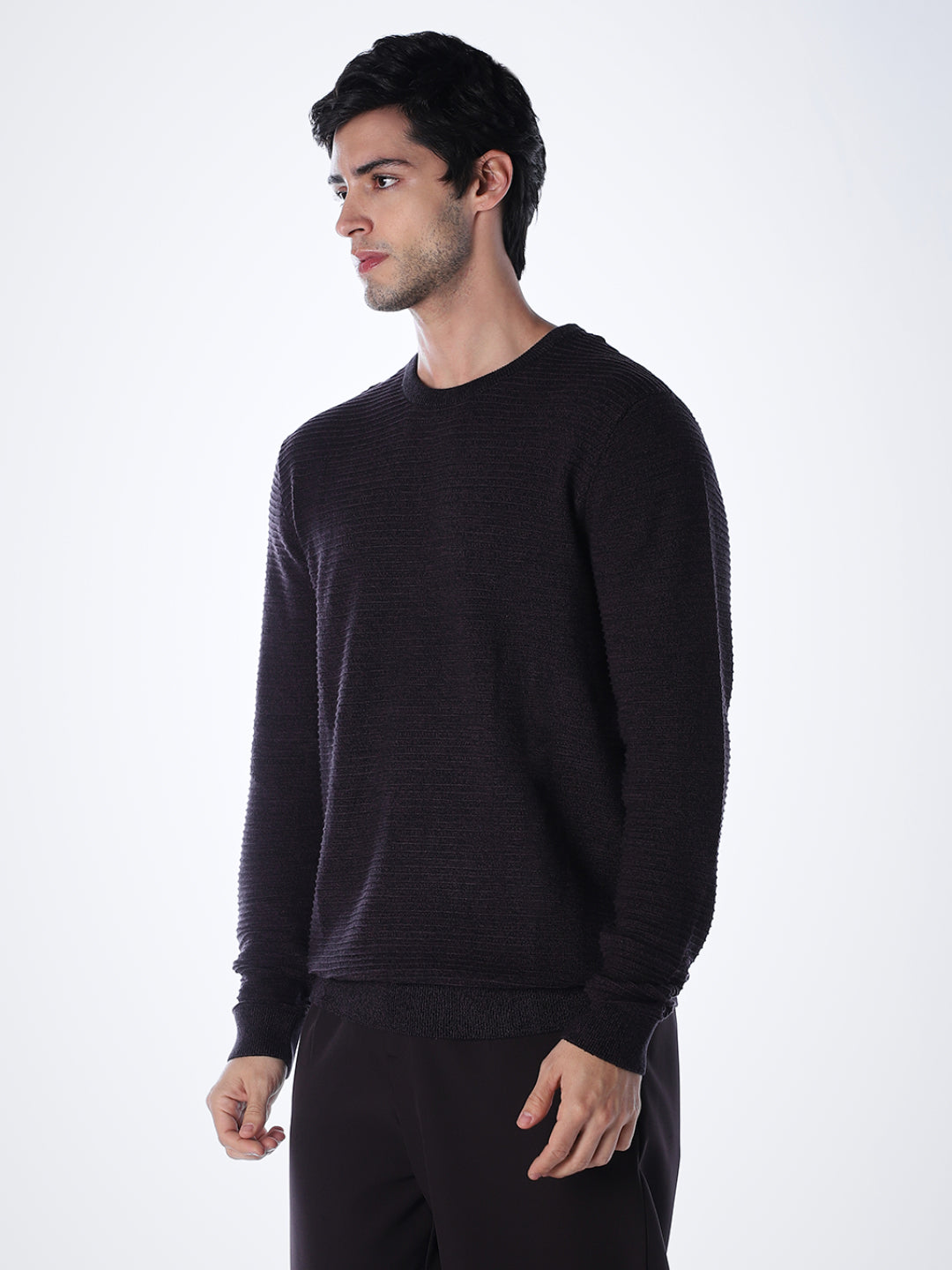 Crew Neck Cotton Knit - Purple