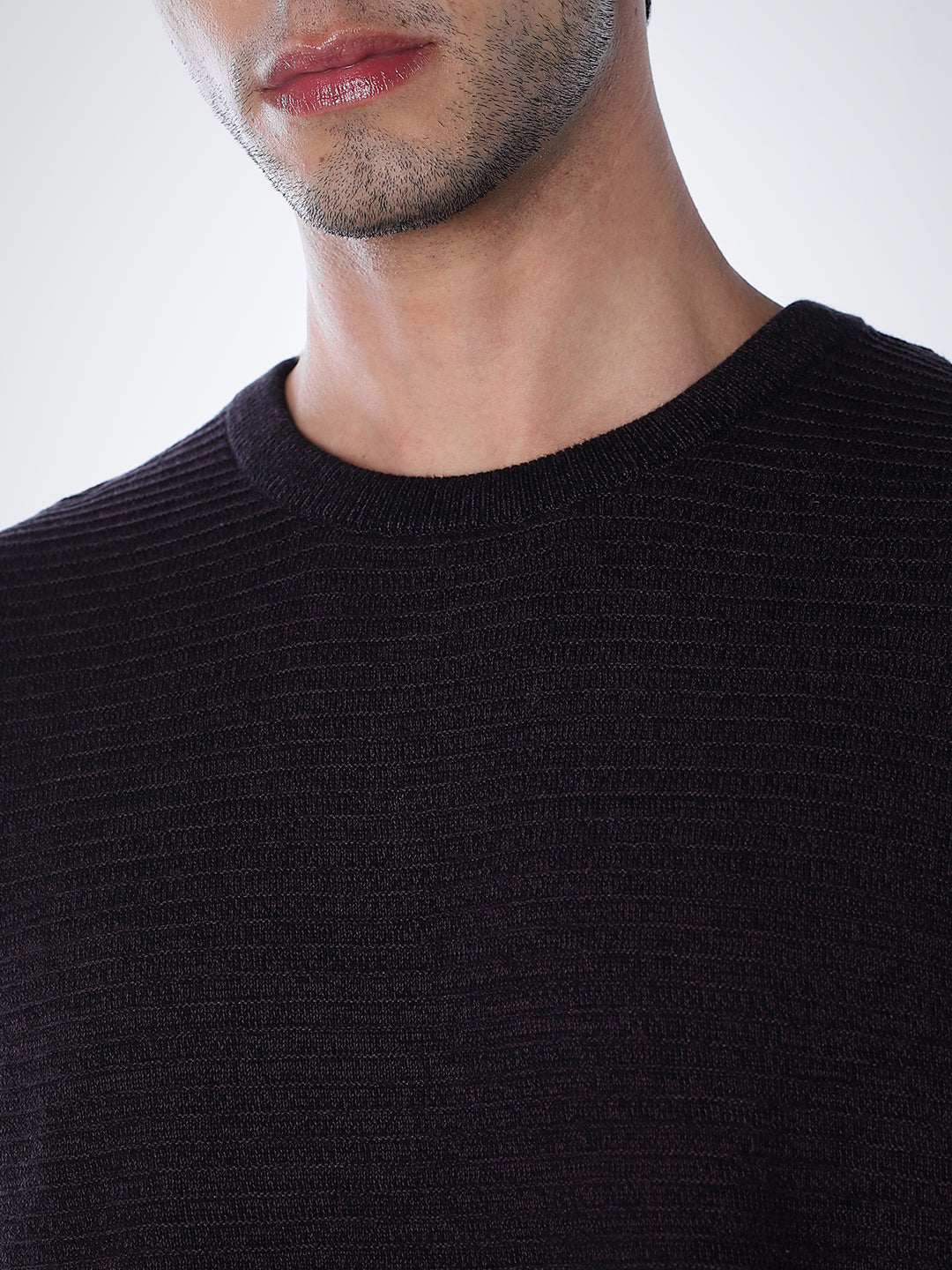 Crew Neck Cotton Knit - Purple