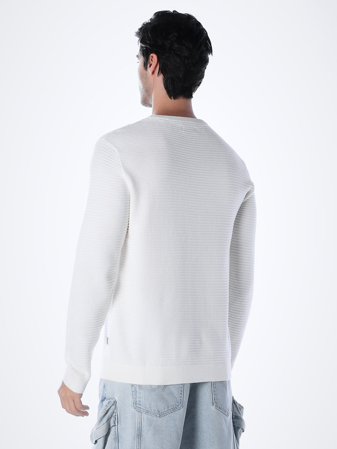 Crew Neck Cotton Knit - White
