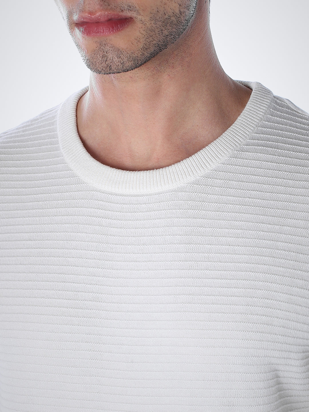 Crew Neck Cotton Knit - White