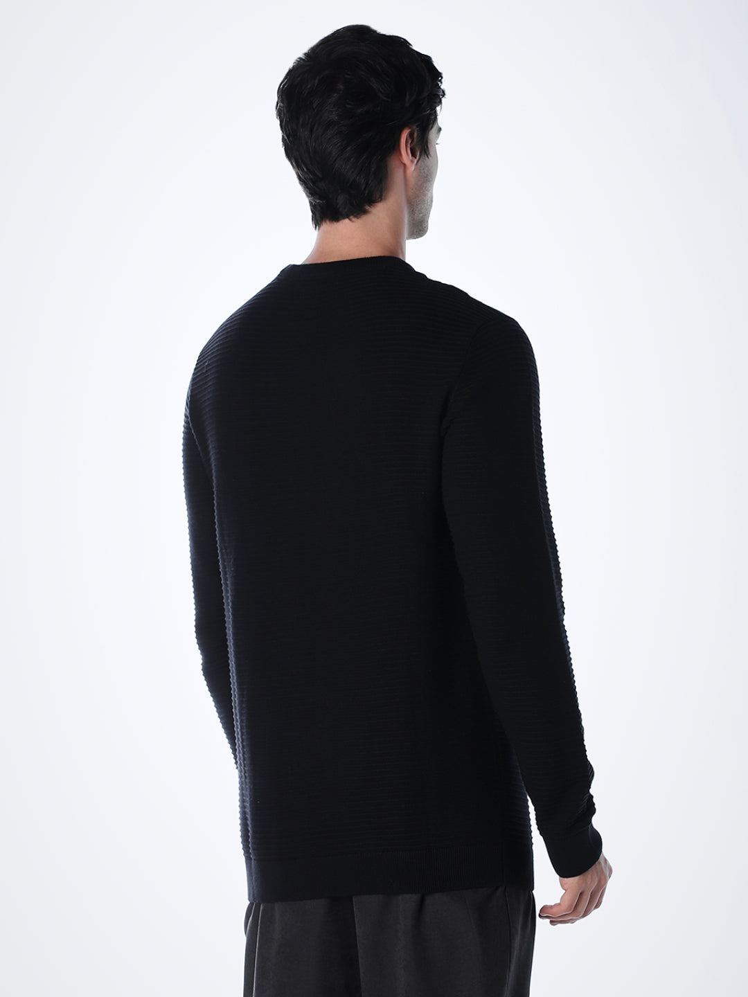 Crew Neck Cotton Knit - Black