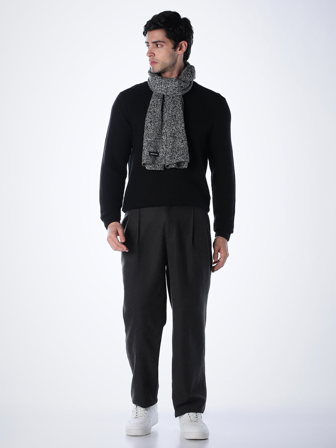 Crew Neck Cotton Knit - Black