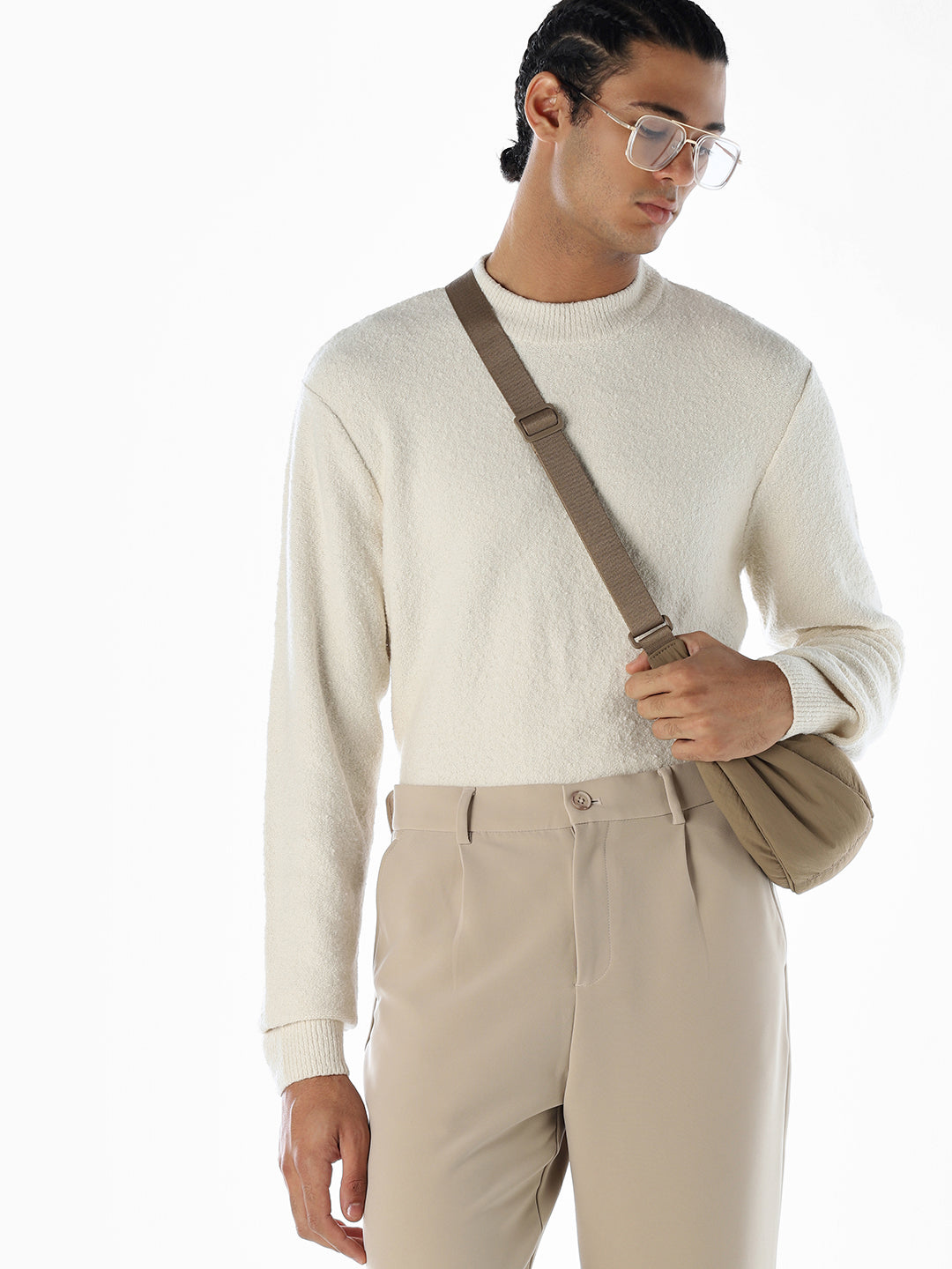 Knitted Relaxed Fit Pullover - Beige