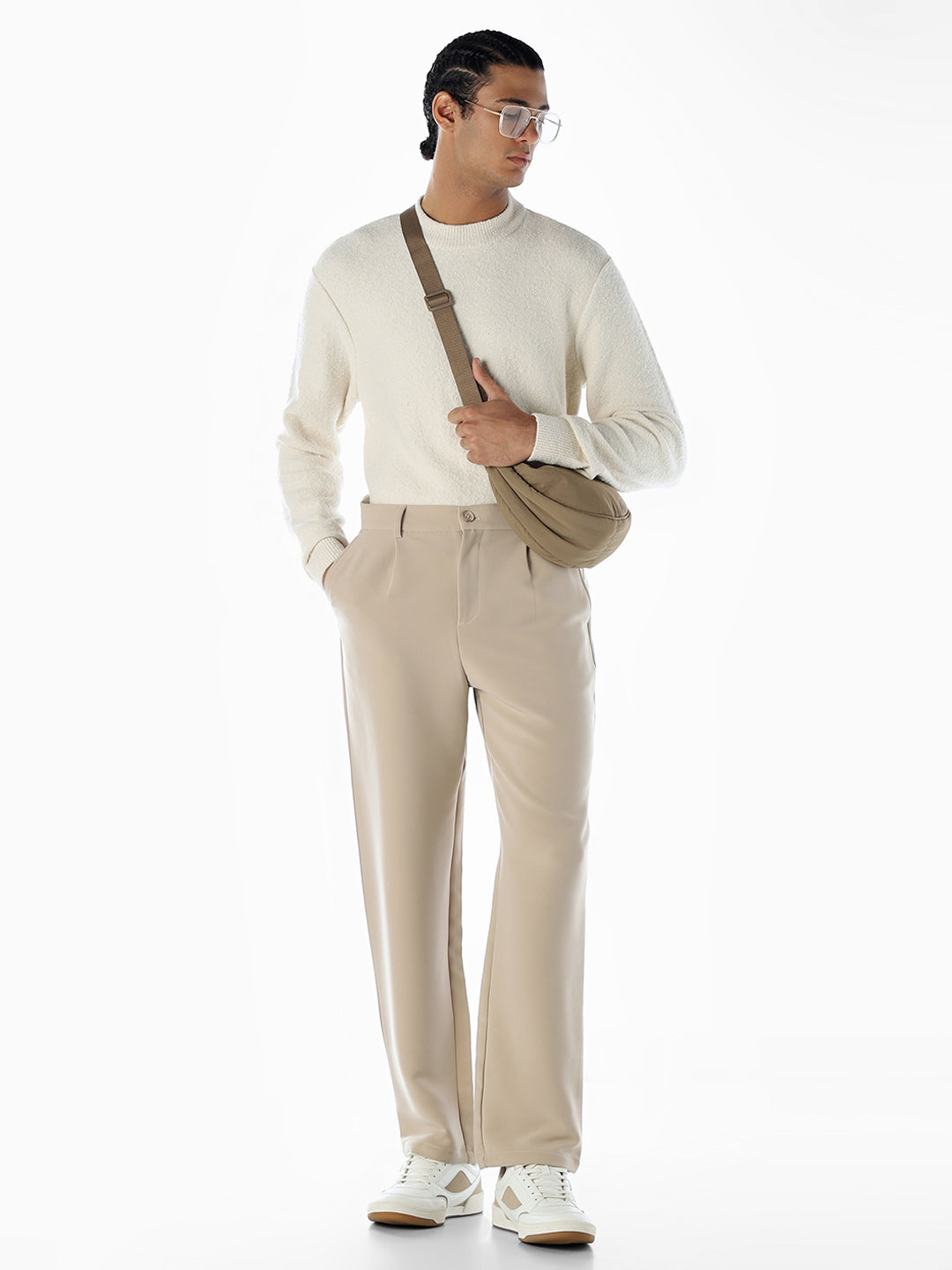 Knitted Relaxed Fit Pullover - Beige