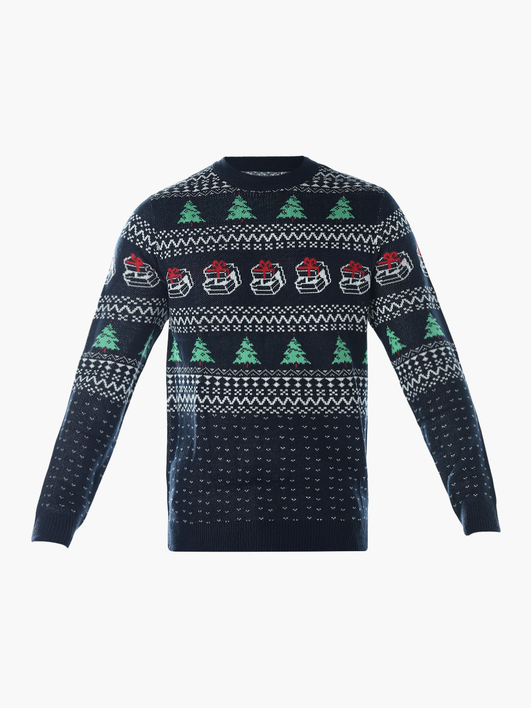 Printed Jacquard Crew Neck Pullover