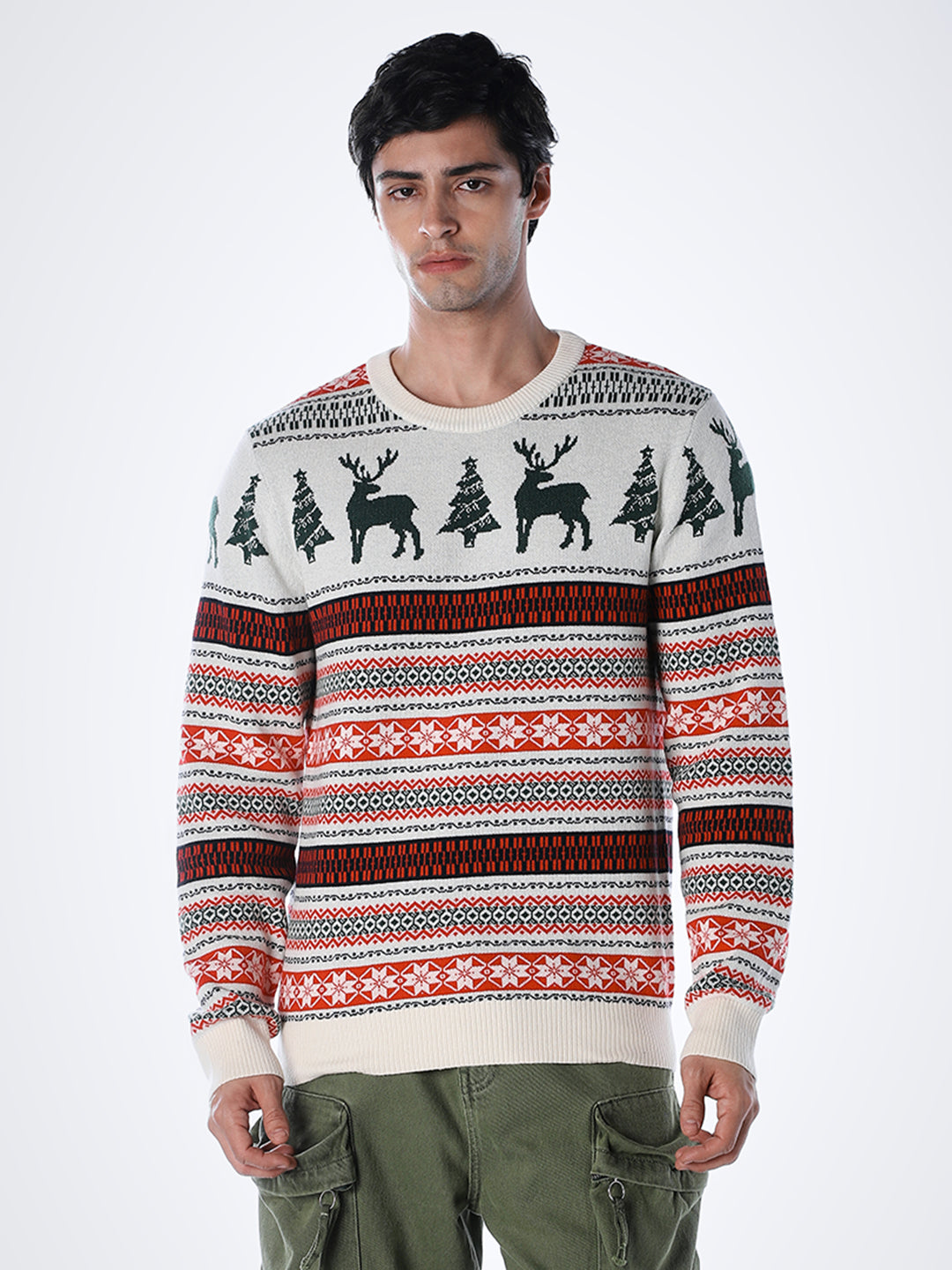 X-MAS Print Jacquard Pullover