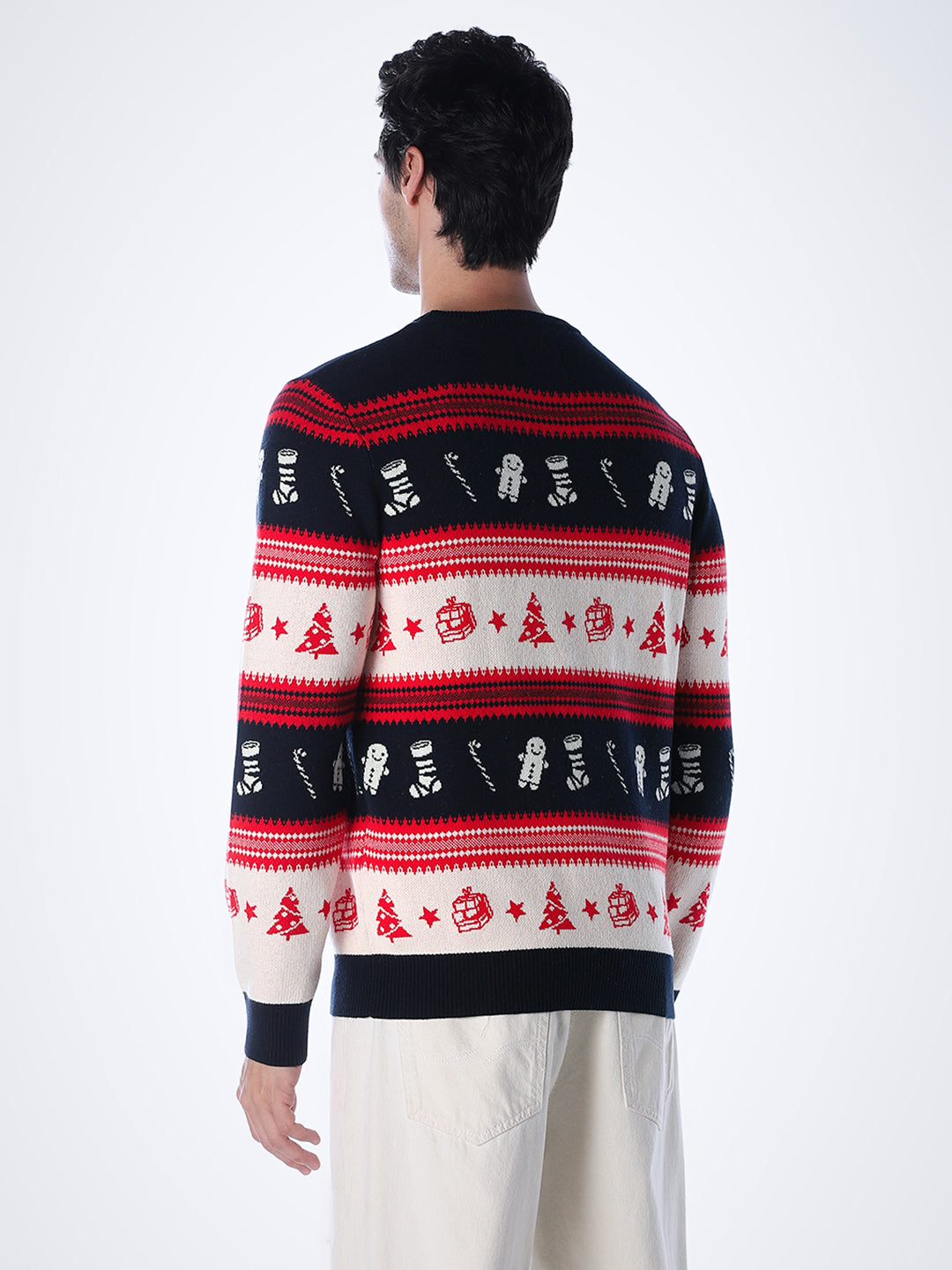 X-MAS Print Jacquard Pullover - Red