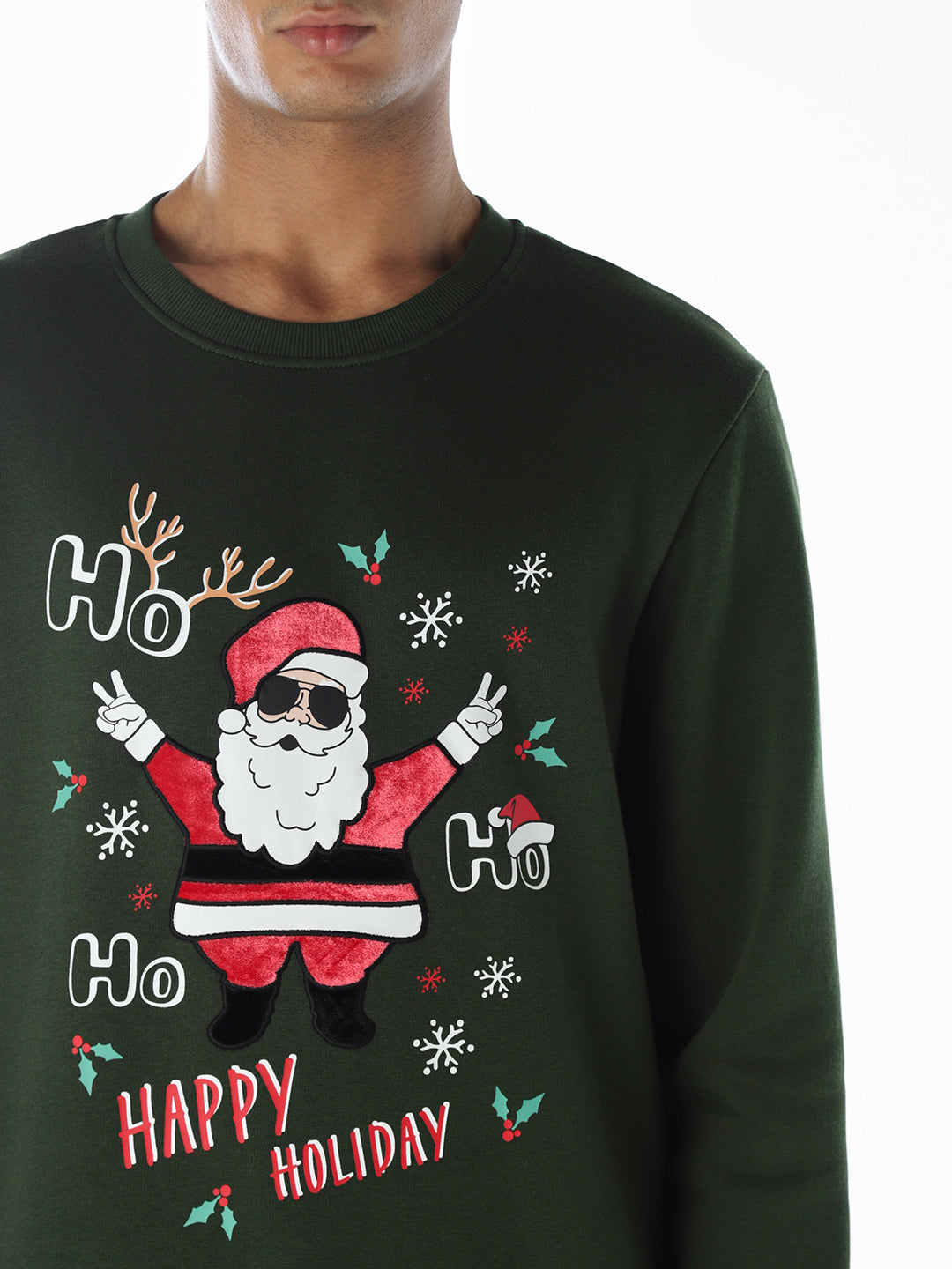 Santa Printed Sweatshirt - Green