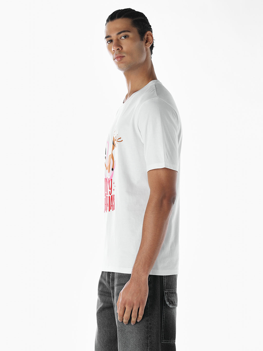 Reindeer X-Mas Printed T-shirt - White
