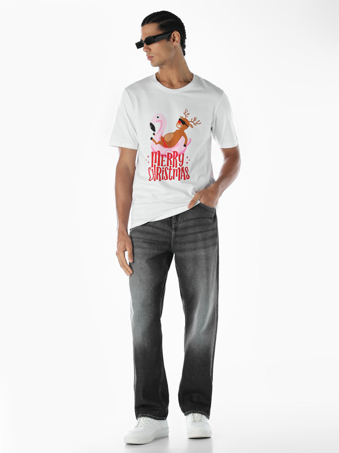 Reindeer X-Mas Printed T-shirt - White