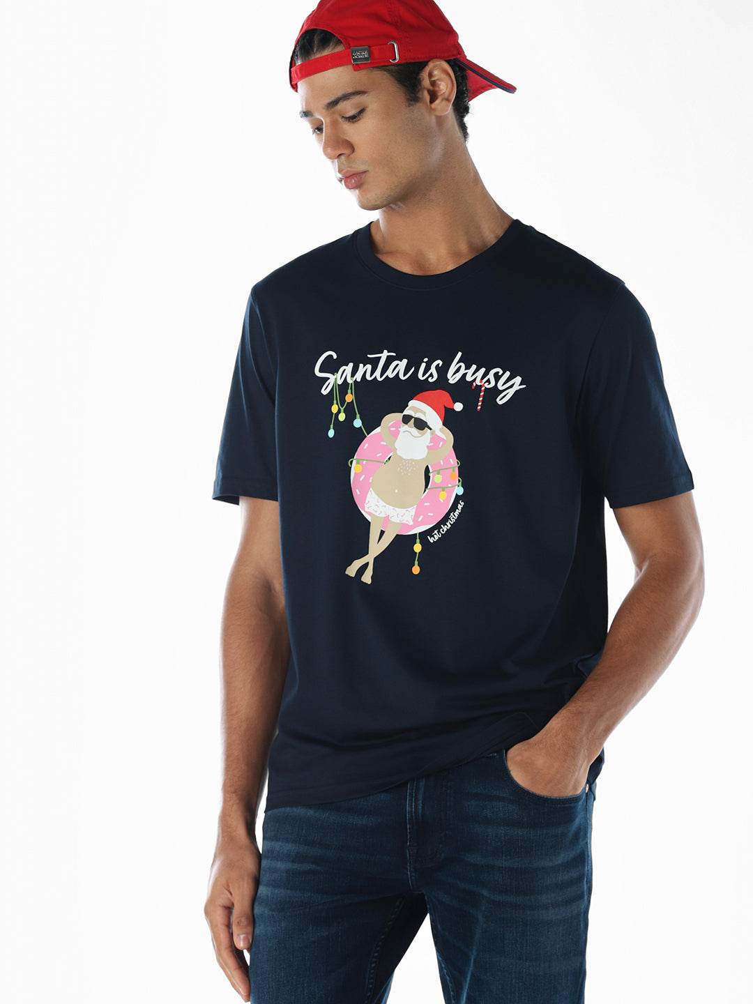 Reindeer X-Mas Printed T-shirt - Blue