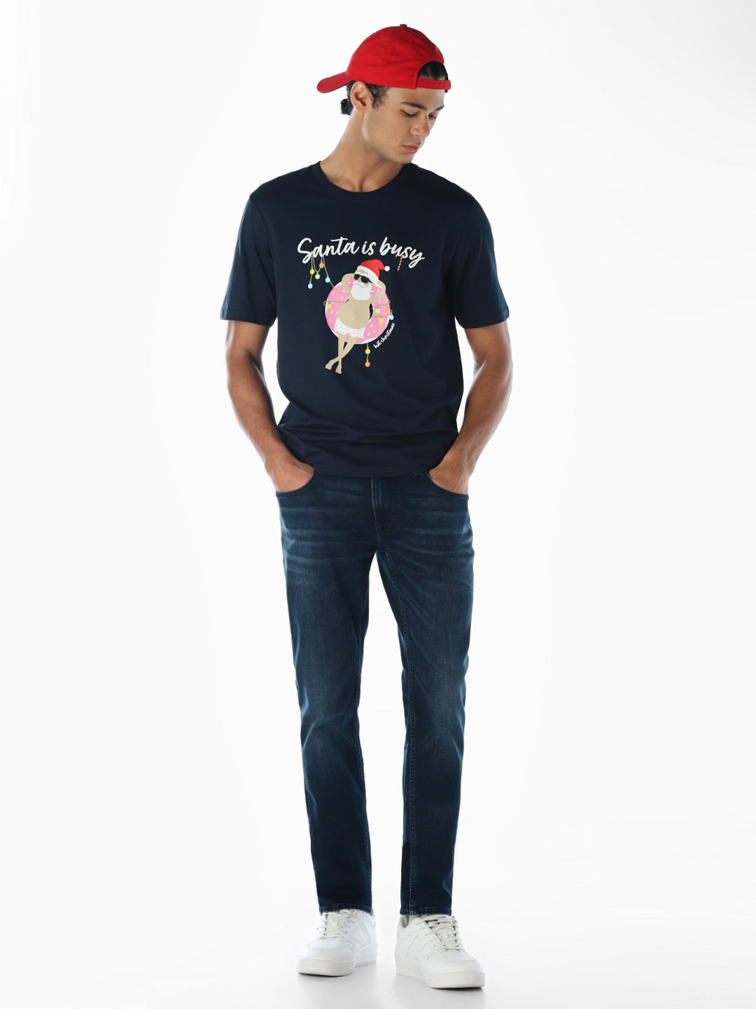 Reindeer X-Mas Printed T-shirt - Blue