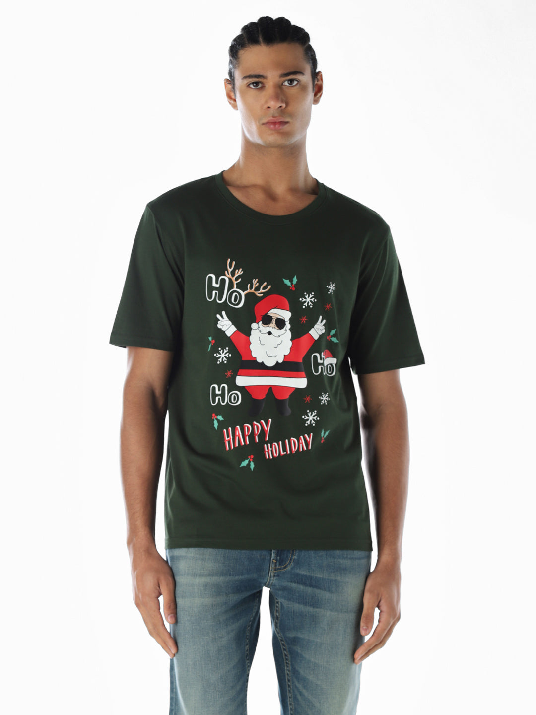 Santa X-Mas Printed T-shirt - Green