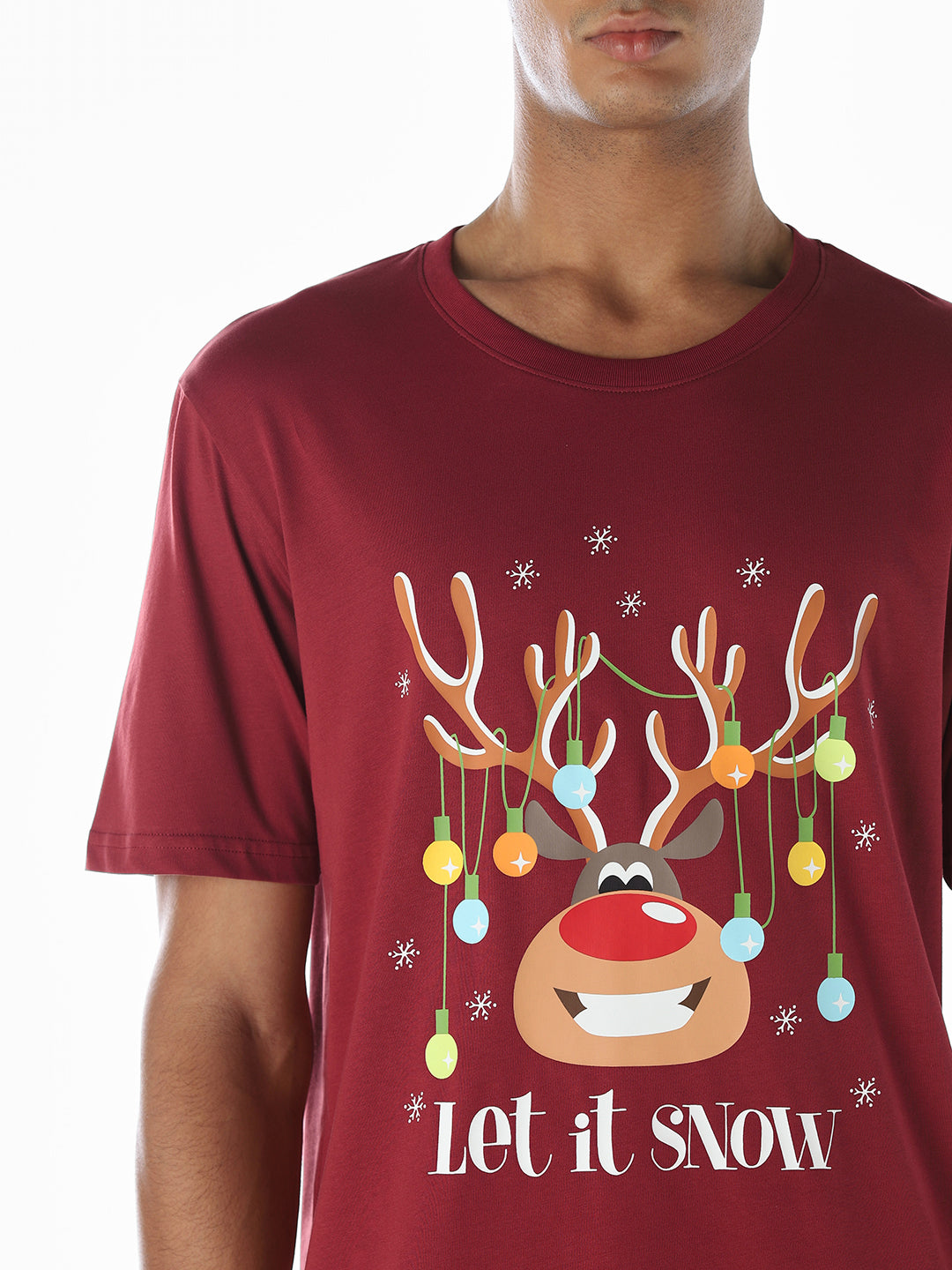 Reindeer X-Mas Printed T-shirt - Red