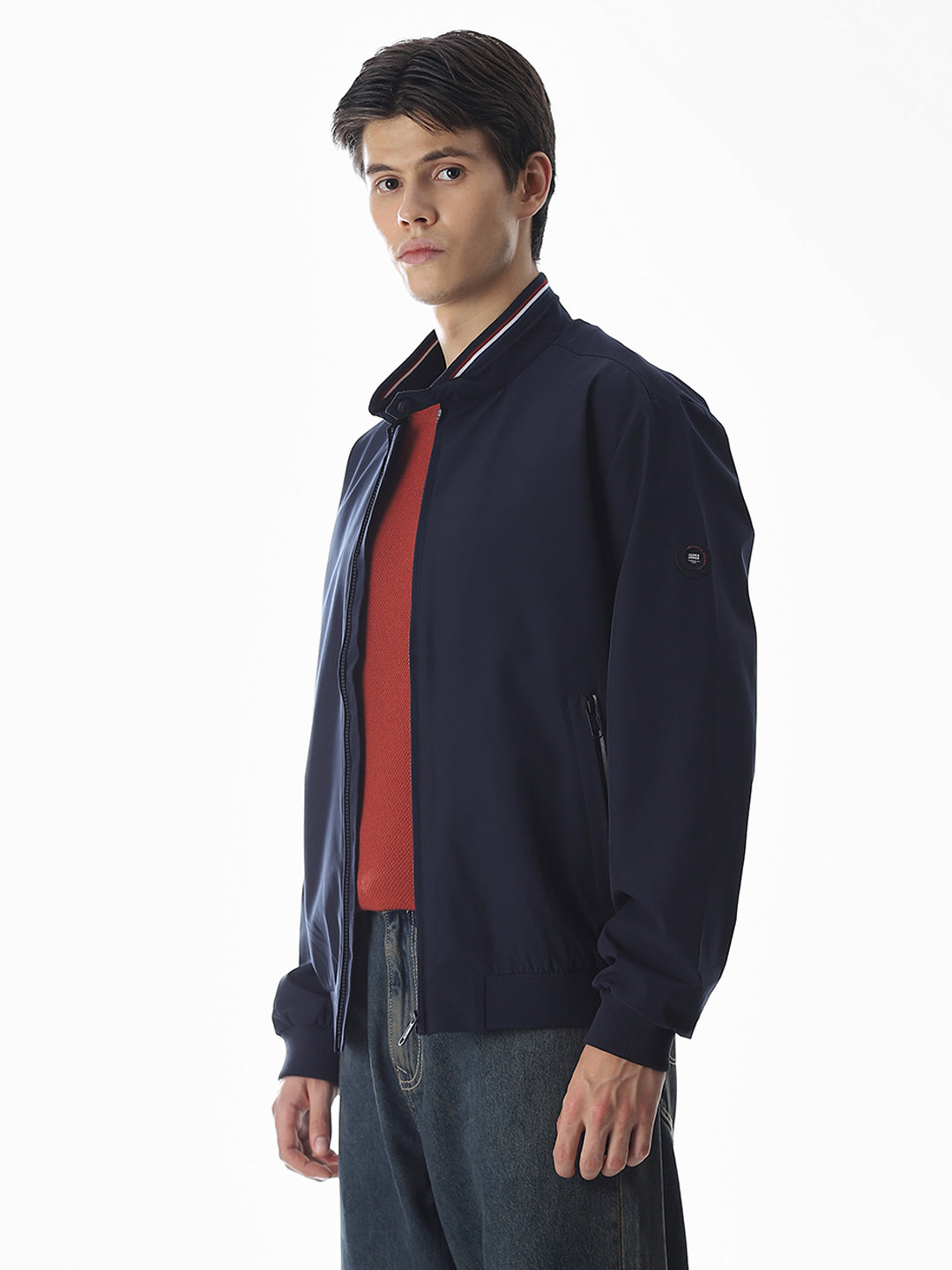 Regular Fit Bomber Jacket - Navy Blue