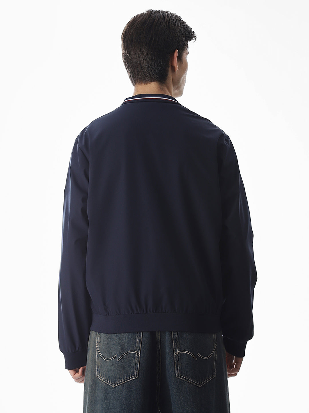 Regular Fit Bomber Jacket - Navy Blue