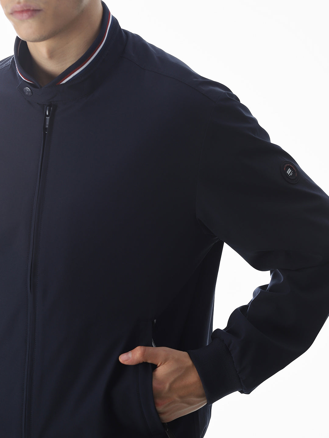 Regular Fit Bomber Jacket - Navy Blue