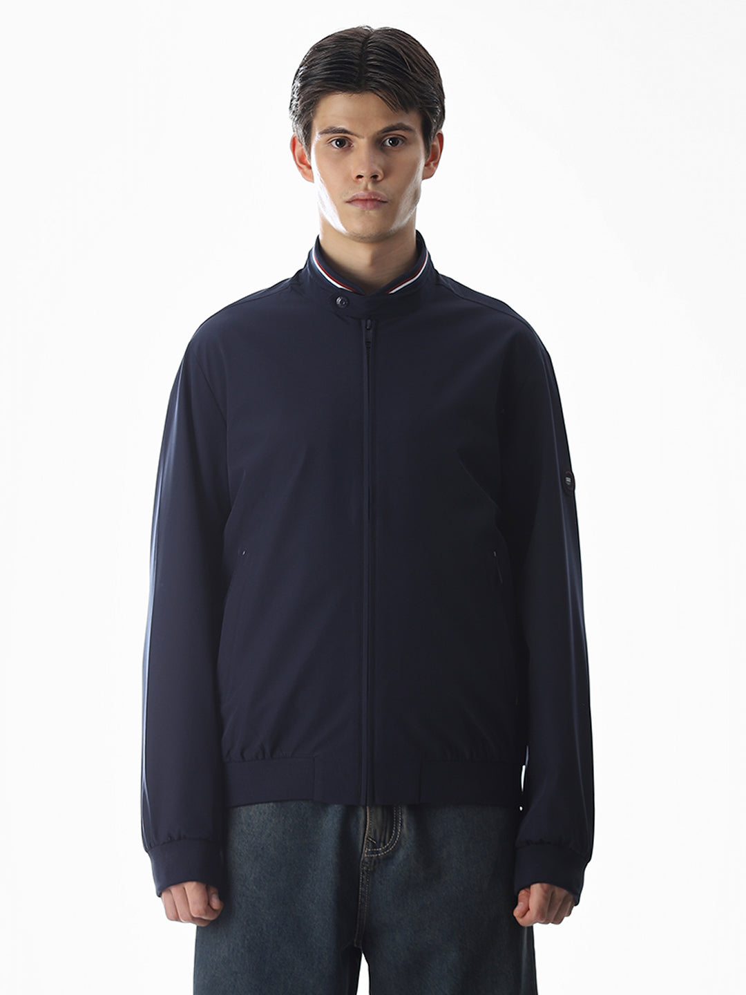 Regular Fit Bomber Jacket - Navy Blue