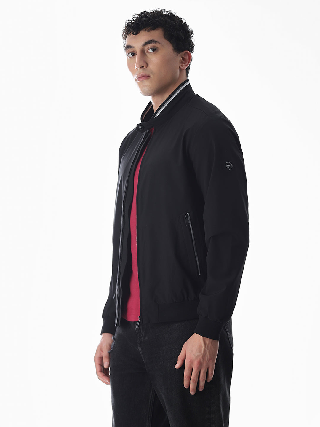 Regular Fit Bomber Jacket - Black