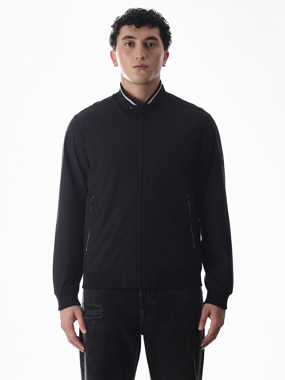Regular Fit Bomber Jacket - Black