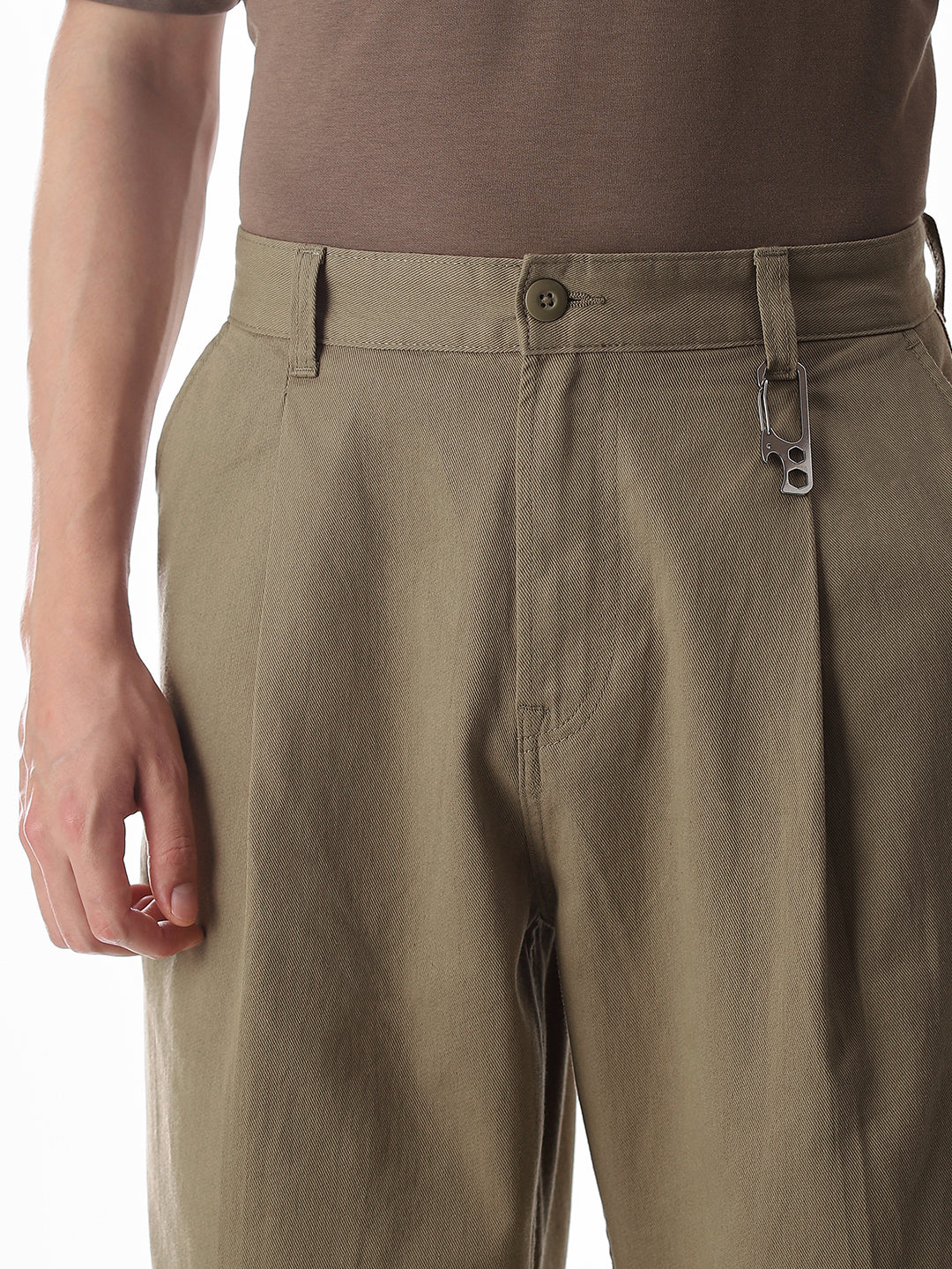 Brown Loose Fit Cotton Chinos