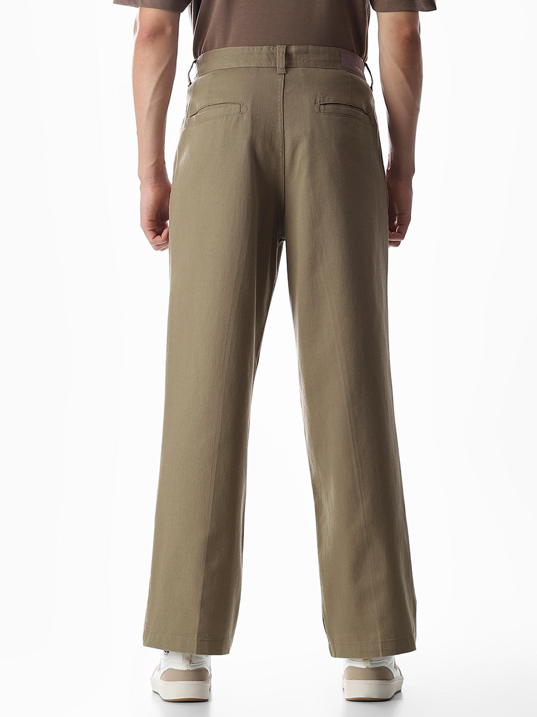 Brown Loose Fit Cotton Chinos