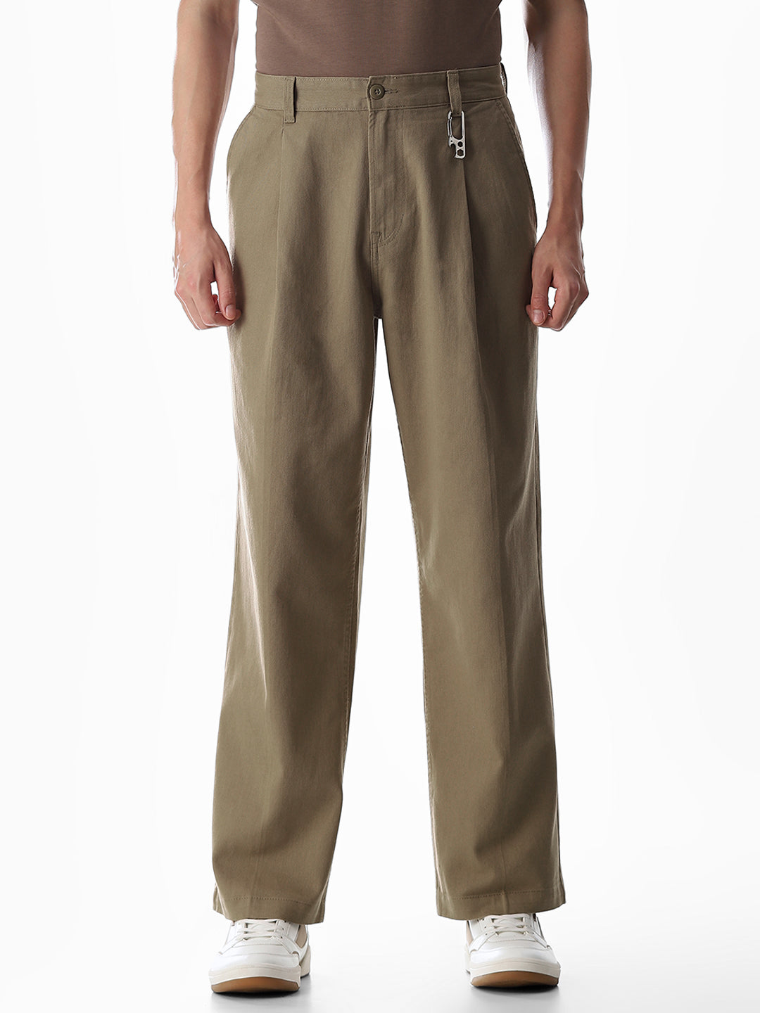 Brown Loose Fit Cotton Chinos