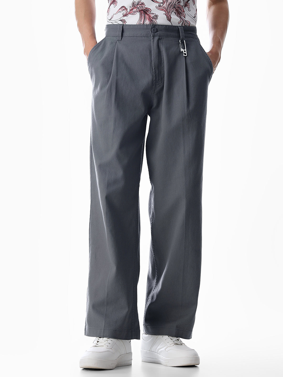 Buy Grey Loose Fit Cotton Chinos for Mens Online at Jack&Jones