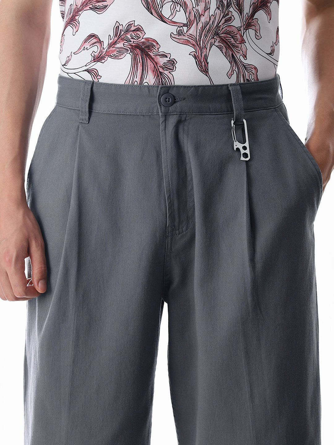 Grey Loose Fit Cotton Chinos