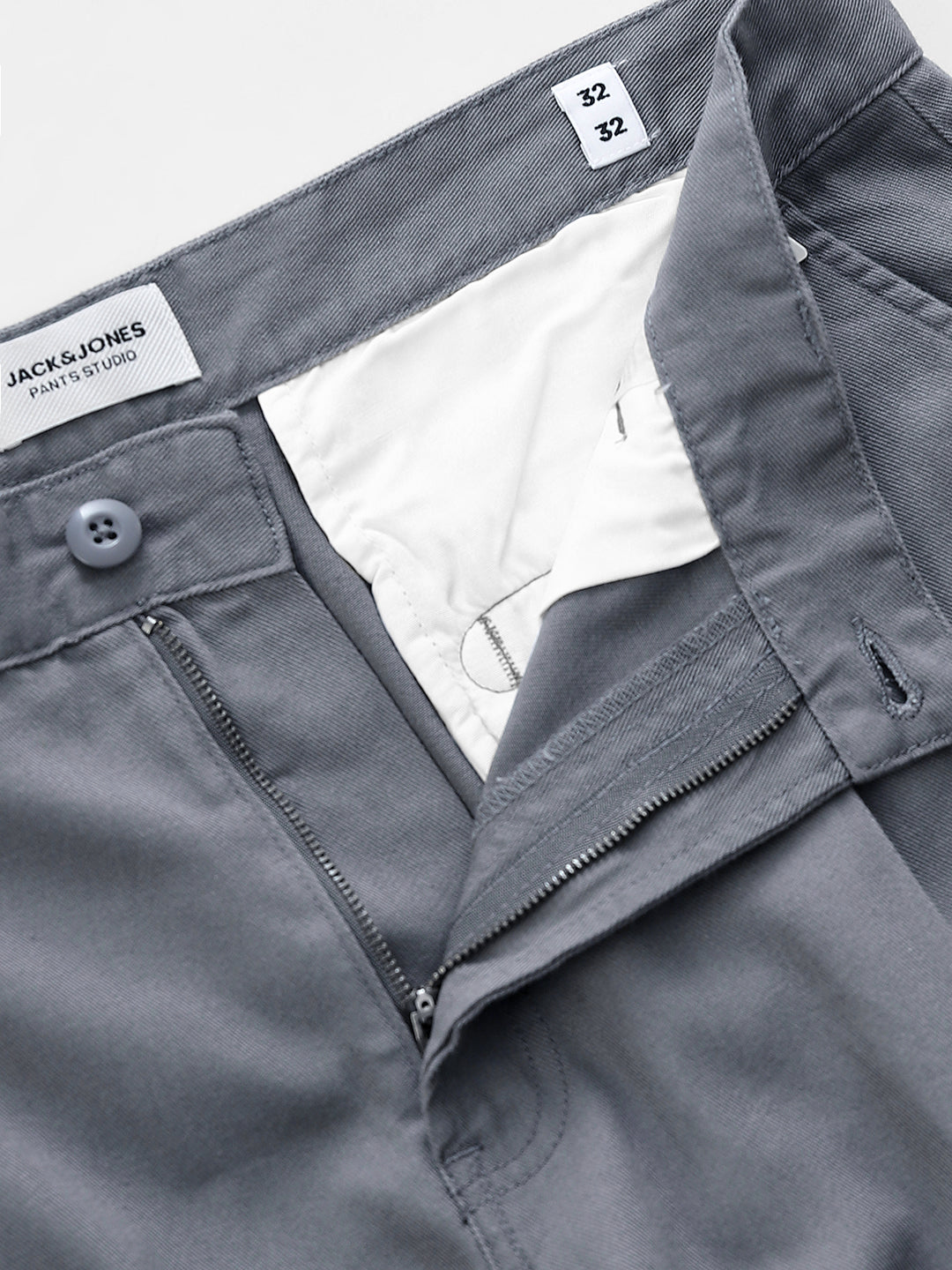 Grey Loose Fit Cotton Chinos
