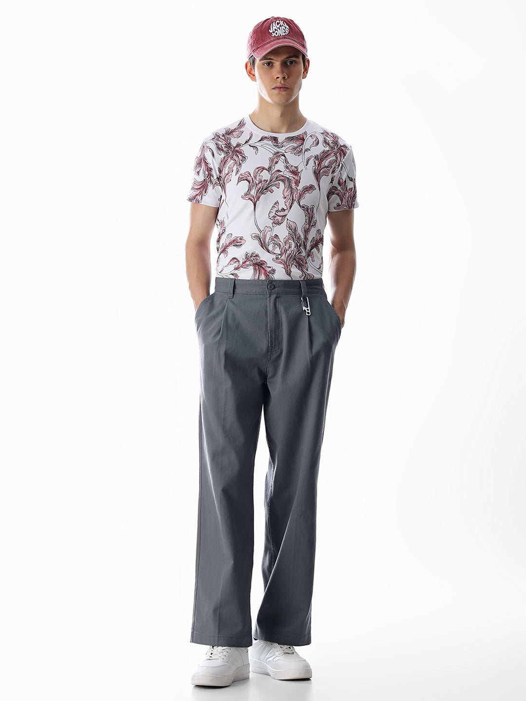 Grey Loose Fit Cotton Chinos